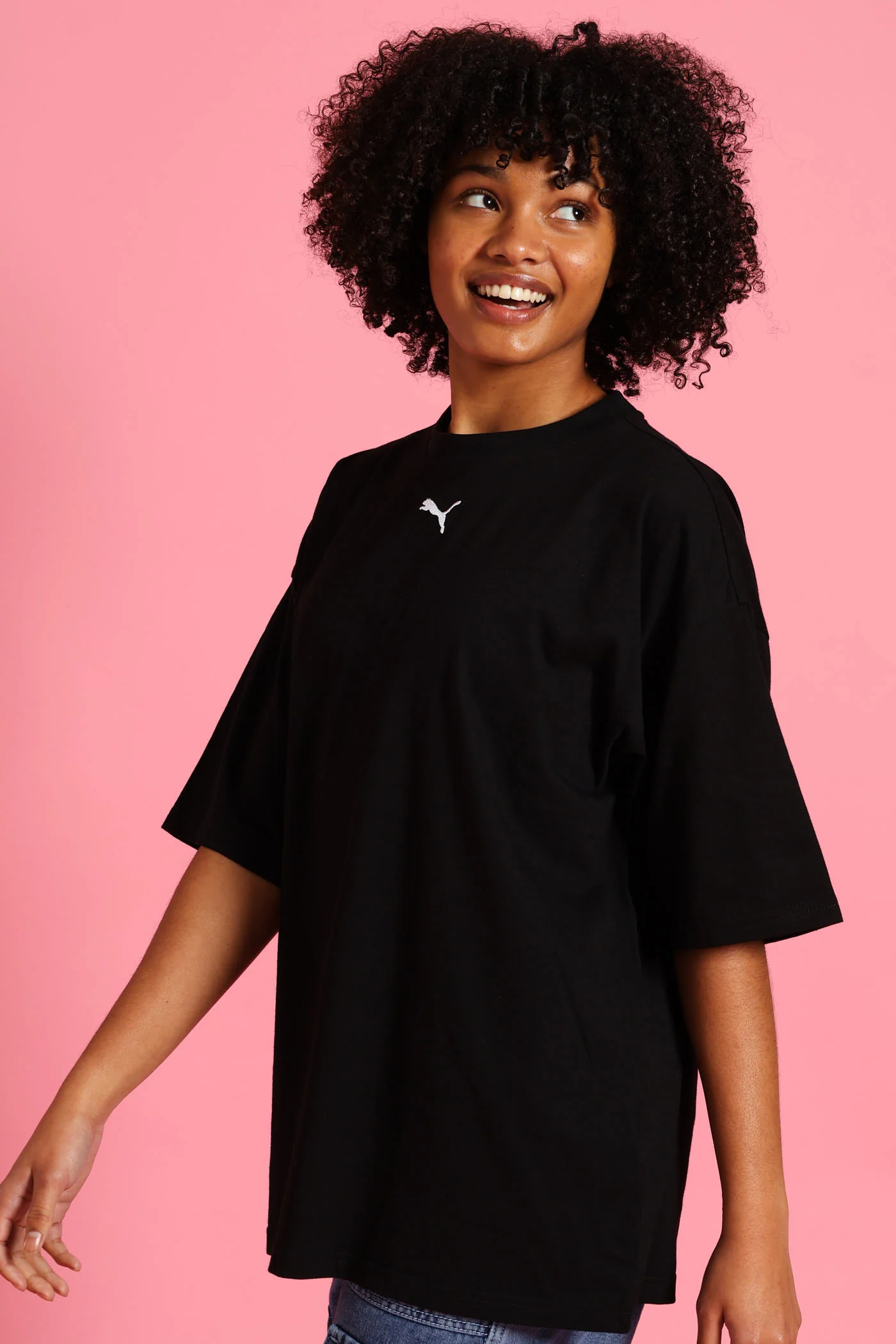 Girls Essential Oversized Tee - Black - Image 3