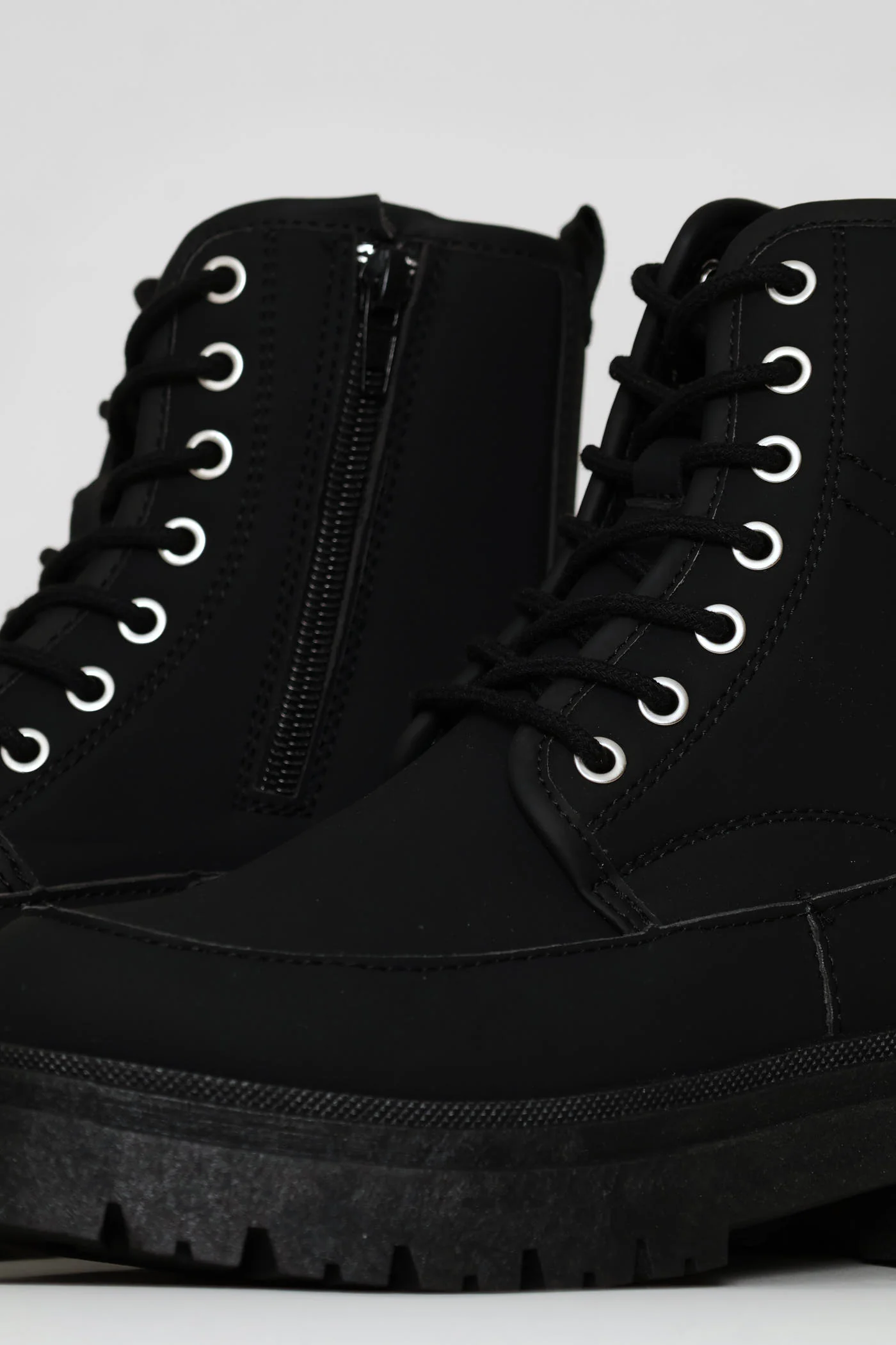 Girls Eyelet Military Boot - Black - Image 2