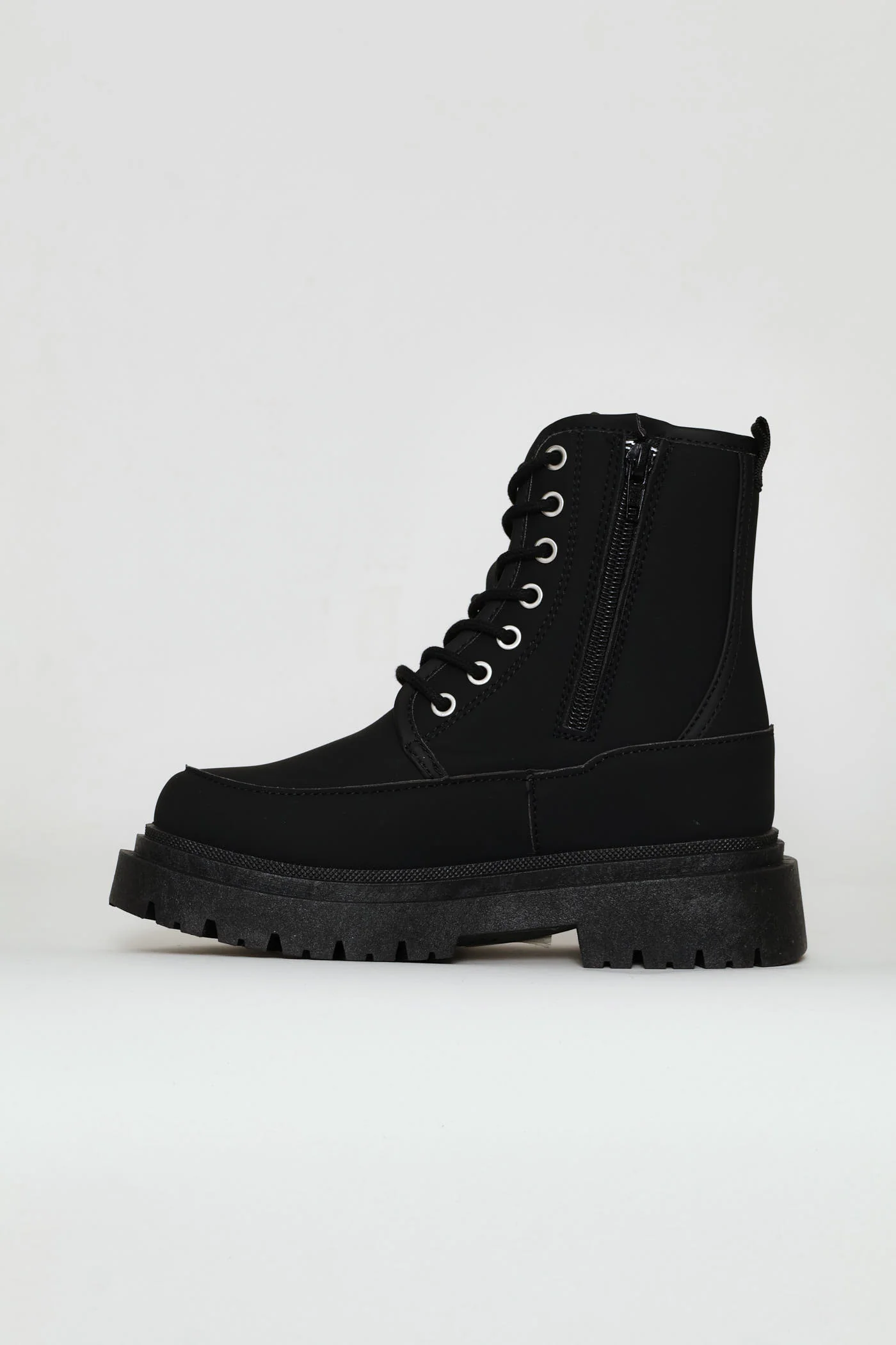 Girls Eyelet Military Boot - Black - Image 4