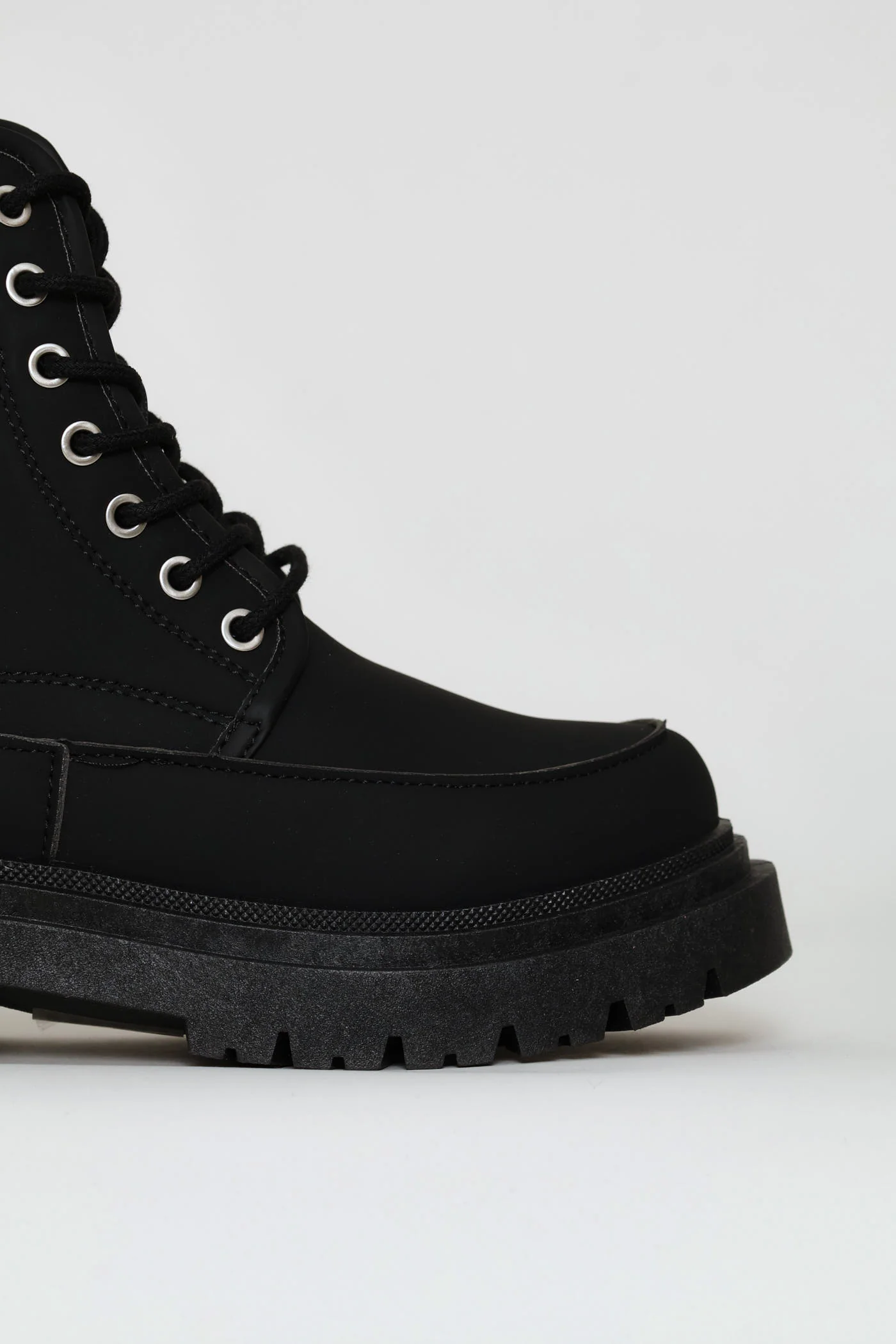 Girls Eyelet Military Boot - Black - Image 5