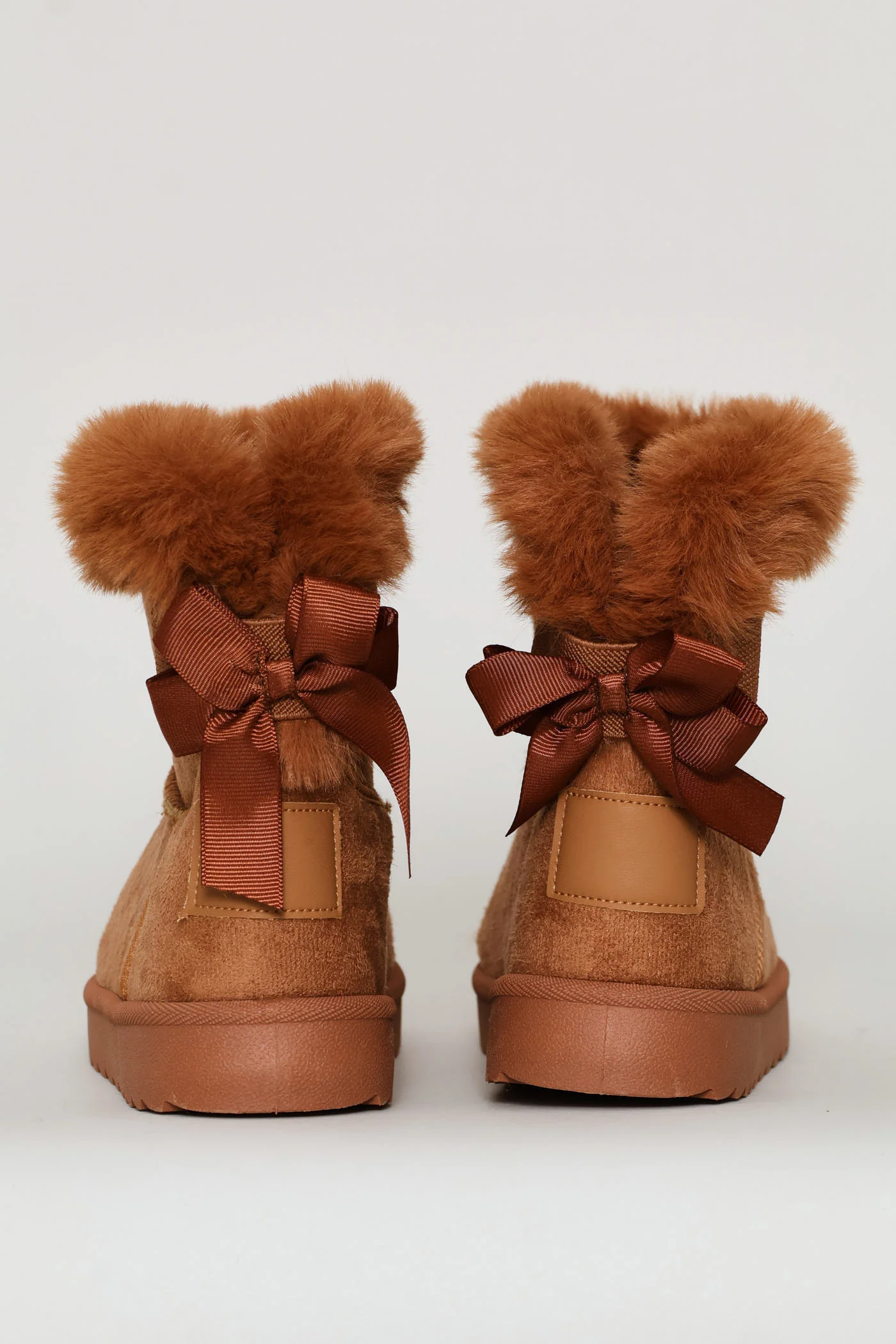 Girls Faux Fur Slipper Boot - Mocha - Image 2