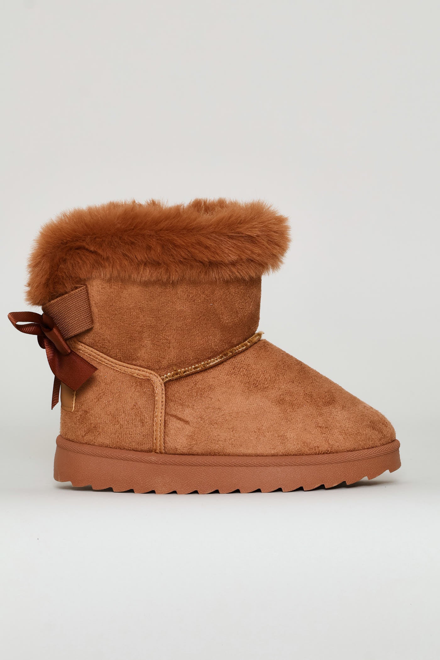 Girls Faux Fur Slipper Boot - Mocha - Image 3