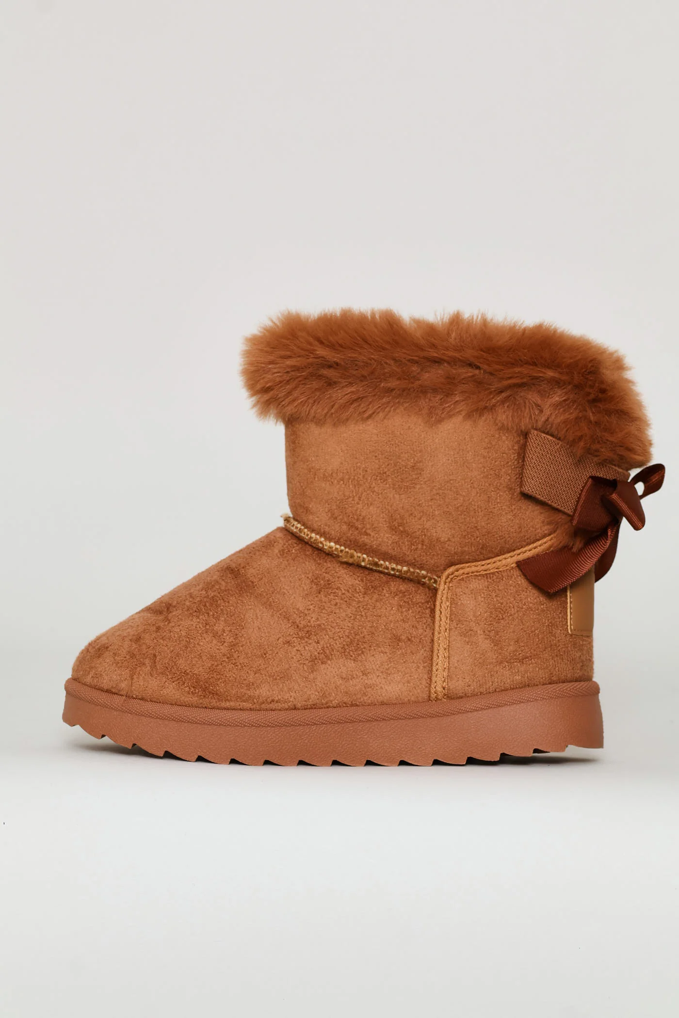 Girls Faux Fur Slipper Boot - Mocha - Image 4