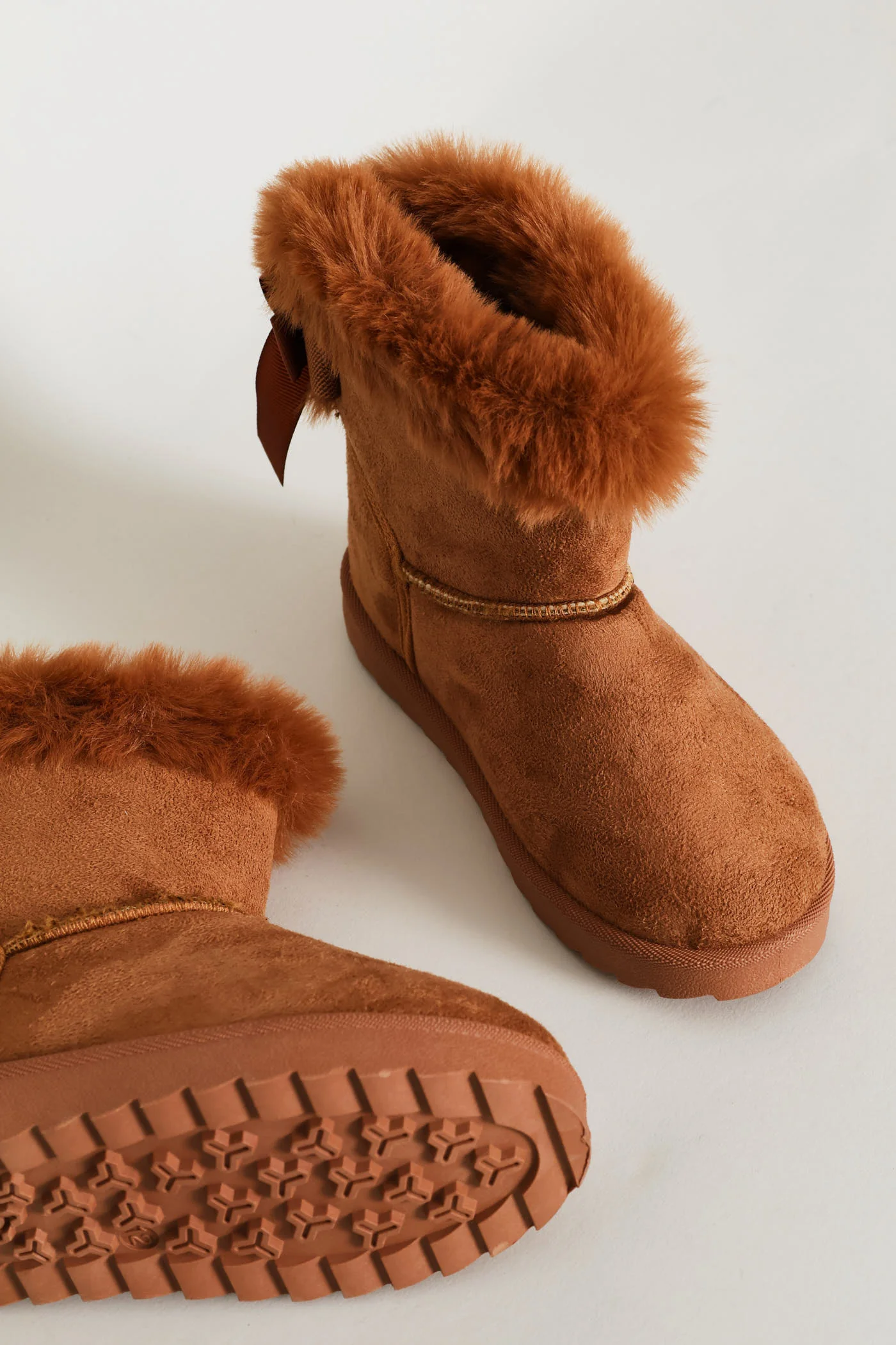 Girls Faux Fur Slipper Boot - Mocha - Image 5