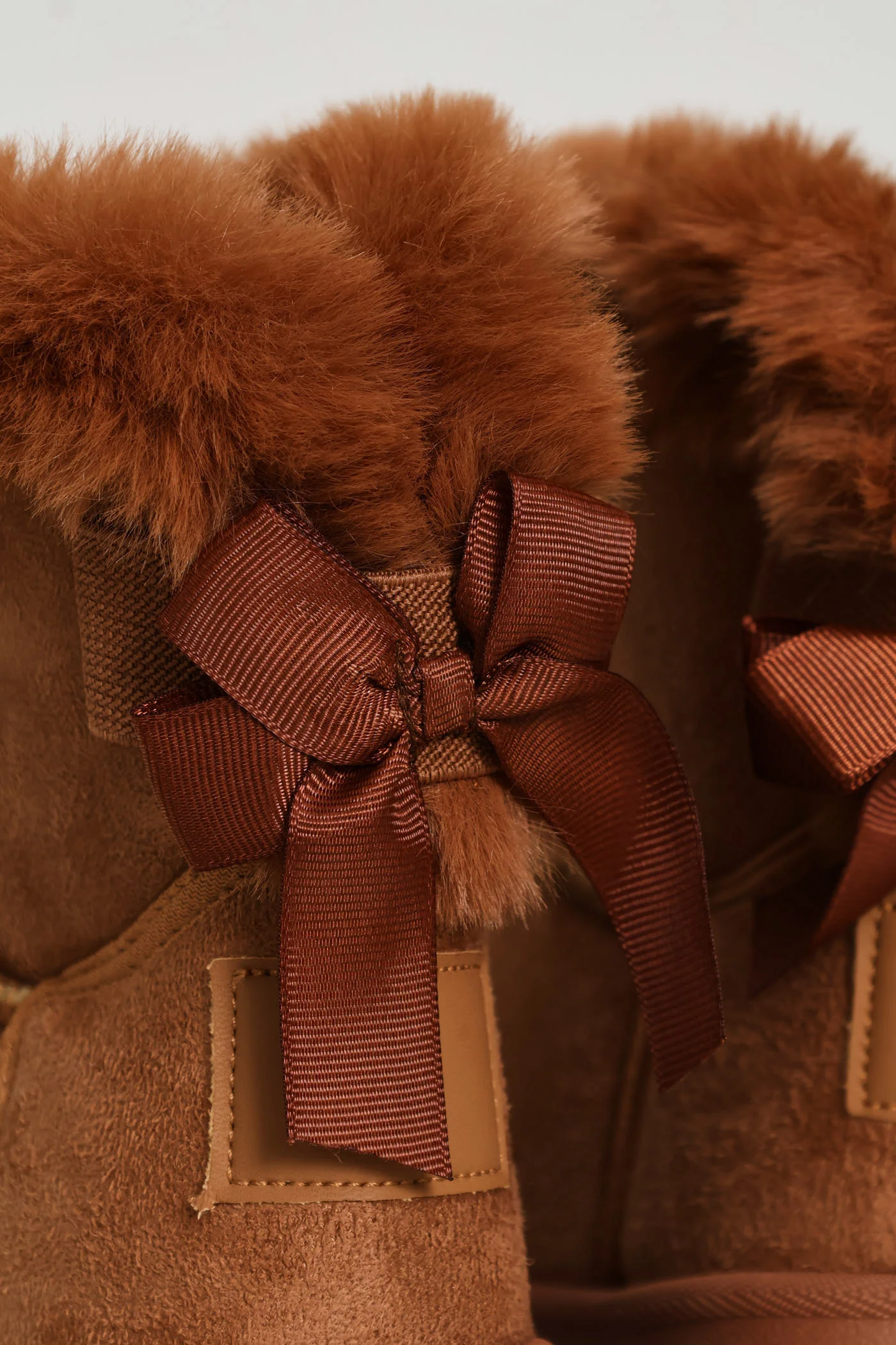 Girls Faux Fur Slipper Boot - Mocha - Image 6
