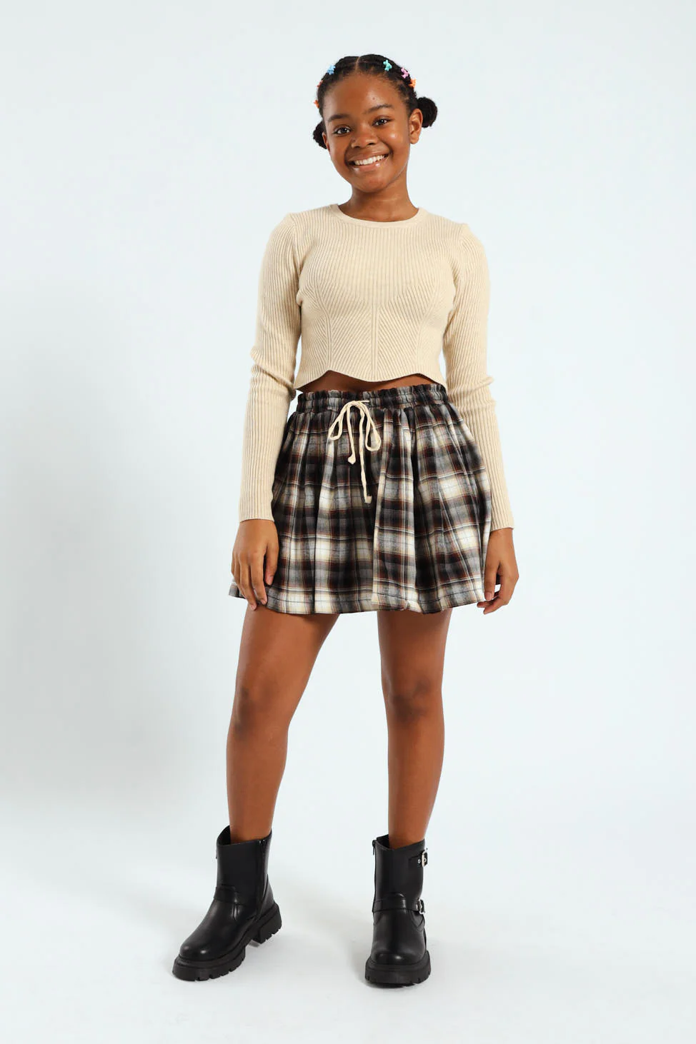 Girls Fine Rib Knitwear - Beige - Image 2