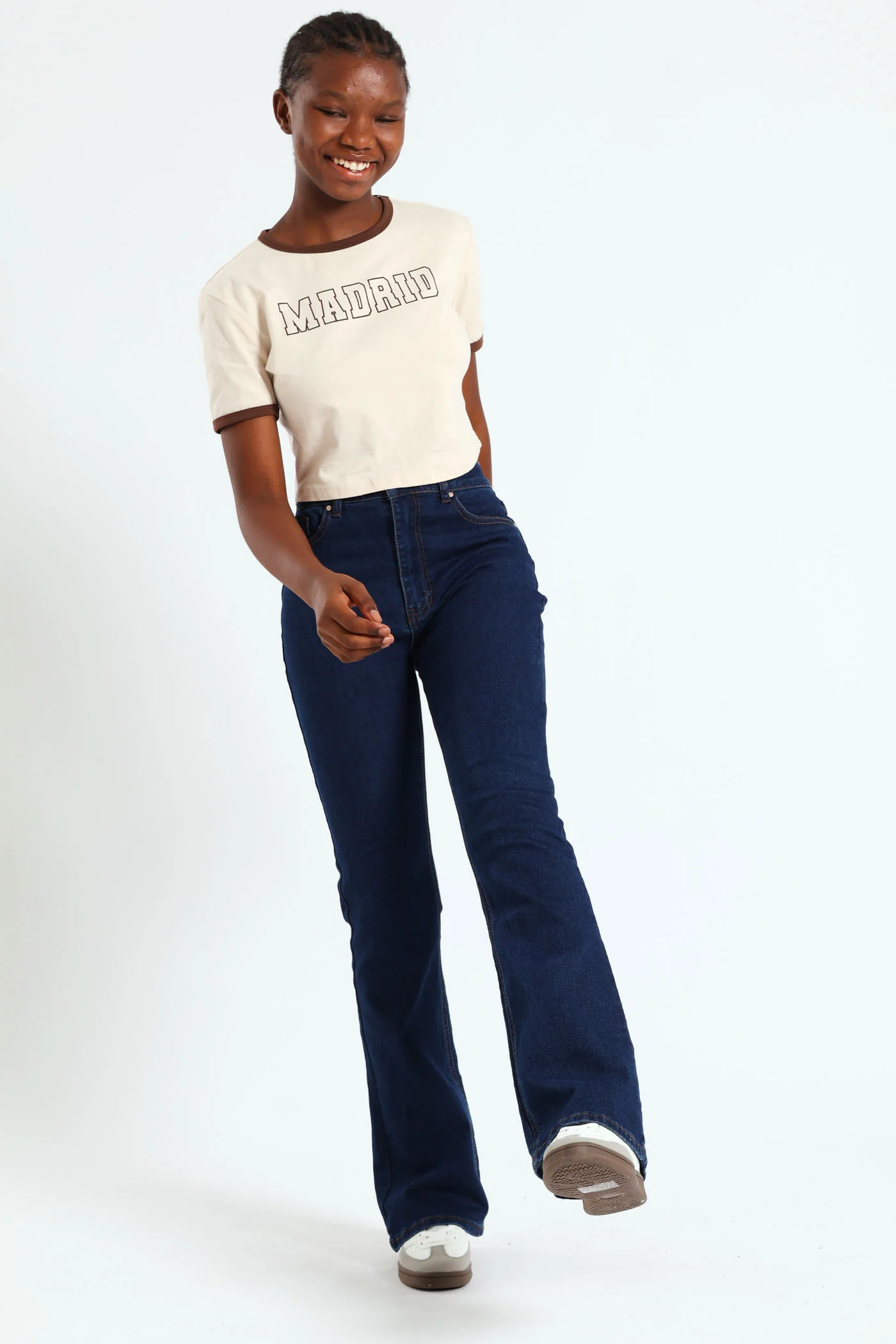 Girls Flared Stretch Denim - Dark Blue - Image 2