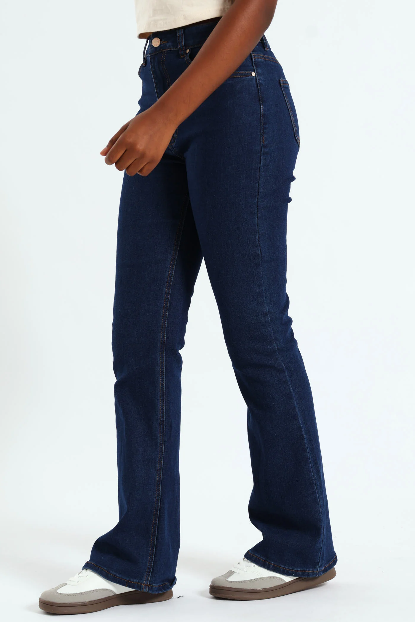 Girls Flared Stretch Denim - Dark Blue - Image 3