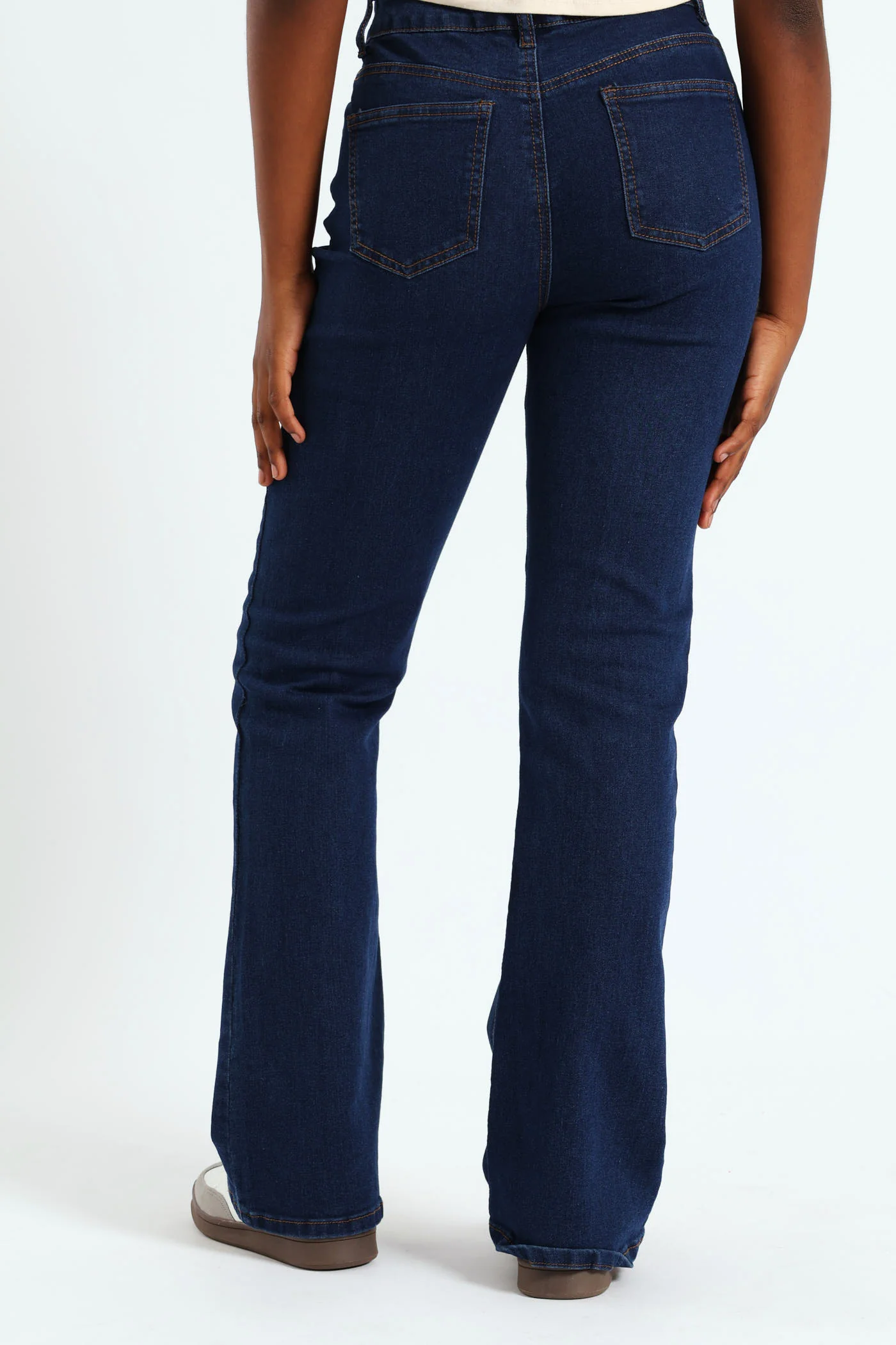 Girls Flared Stretch Denim - Dark Blue - Image 4