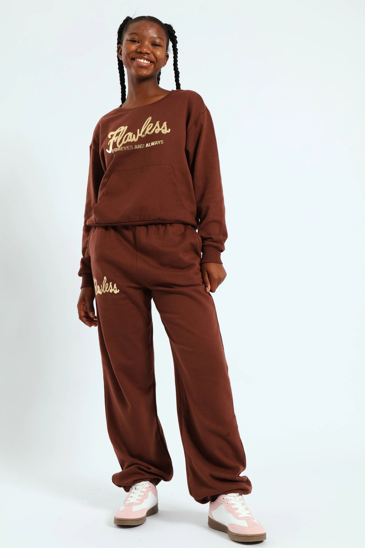 Girls Flawless Fleece Top - Brown - Image 3