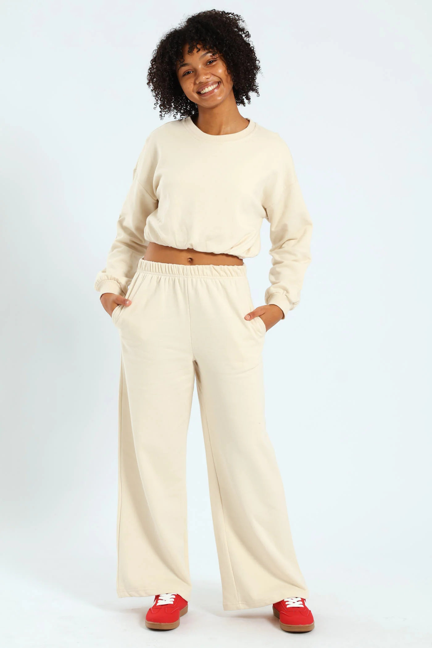 Girls Fleece Bubble Top - Cream - Image 4