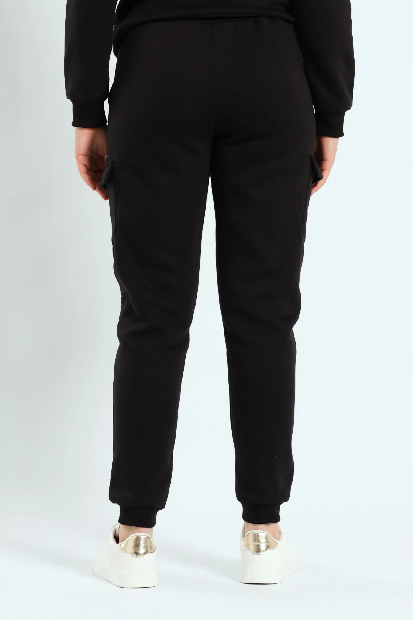 Girls Fleece Cargo Joggers - Black - Image 4