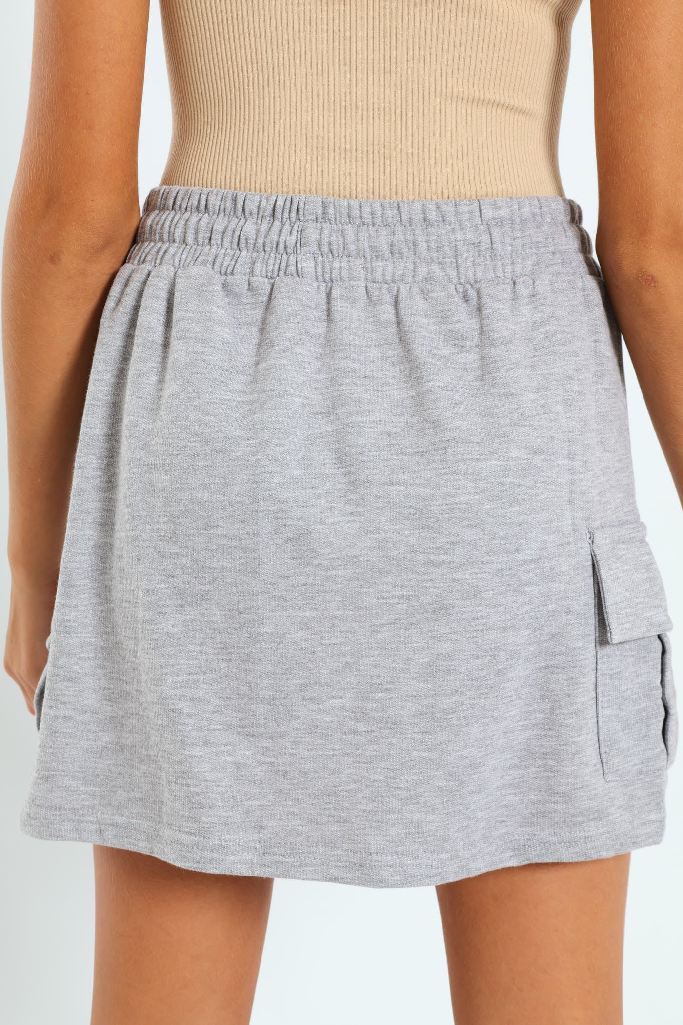 Girls Fleece Cargo Skirt - Grey Melange - Image 5