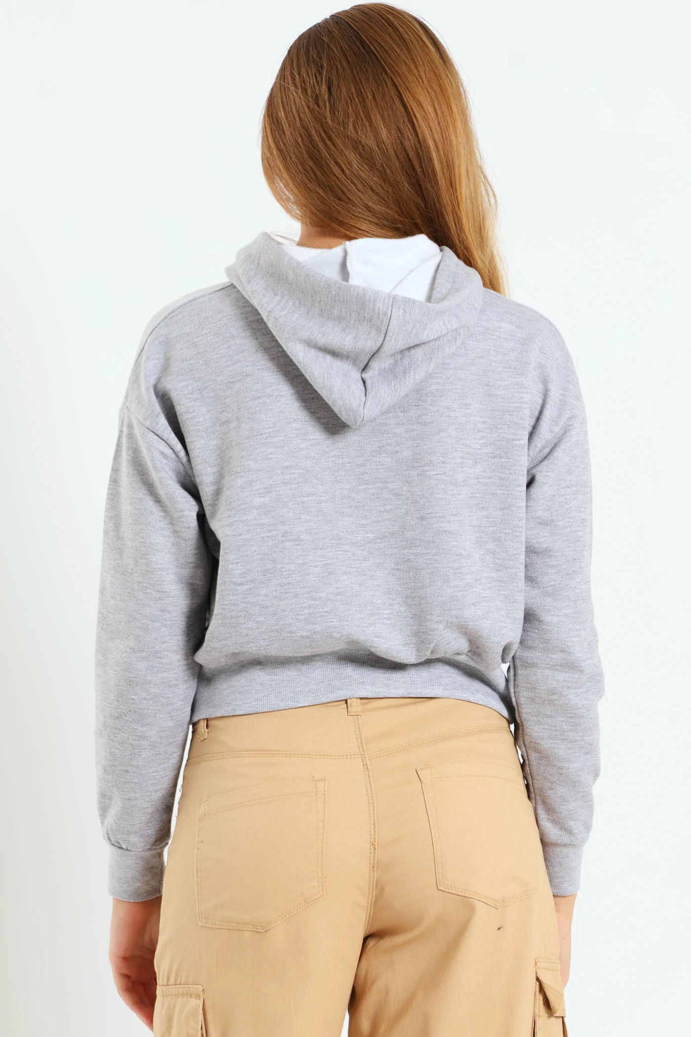 Girls Fleece Hoody - Grey Melange - Image 3