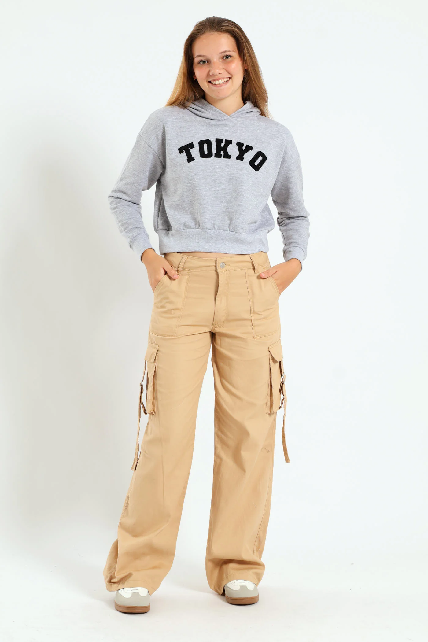 Girls Fleece Hoody - Grey Melange - Image 4
