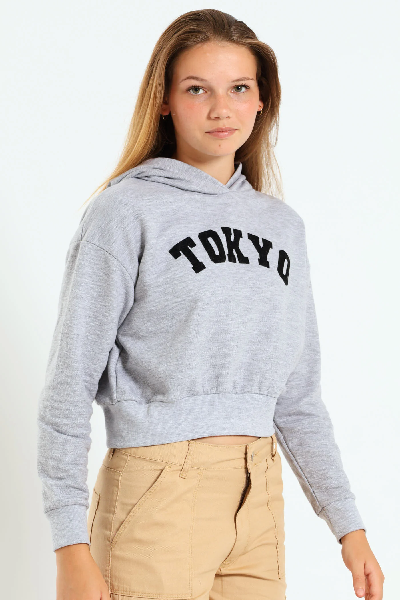 Girls Fleece Hoody - Grey Melange - Image 5