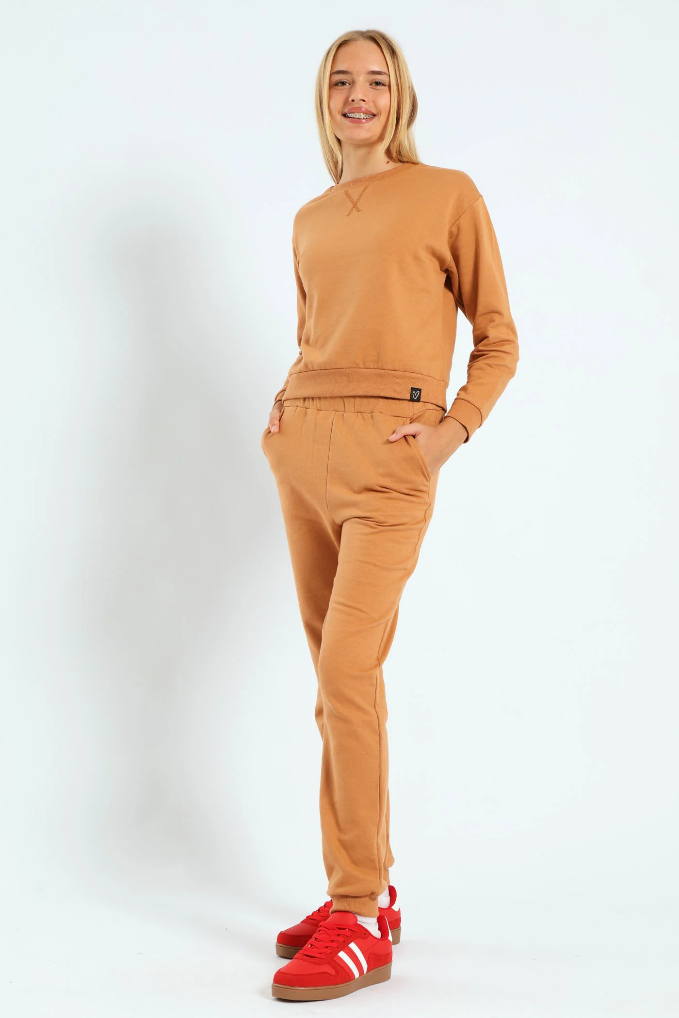 Girls Fleece Jogger - Brown - Image 5
