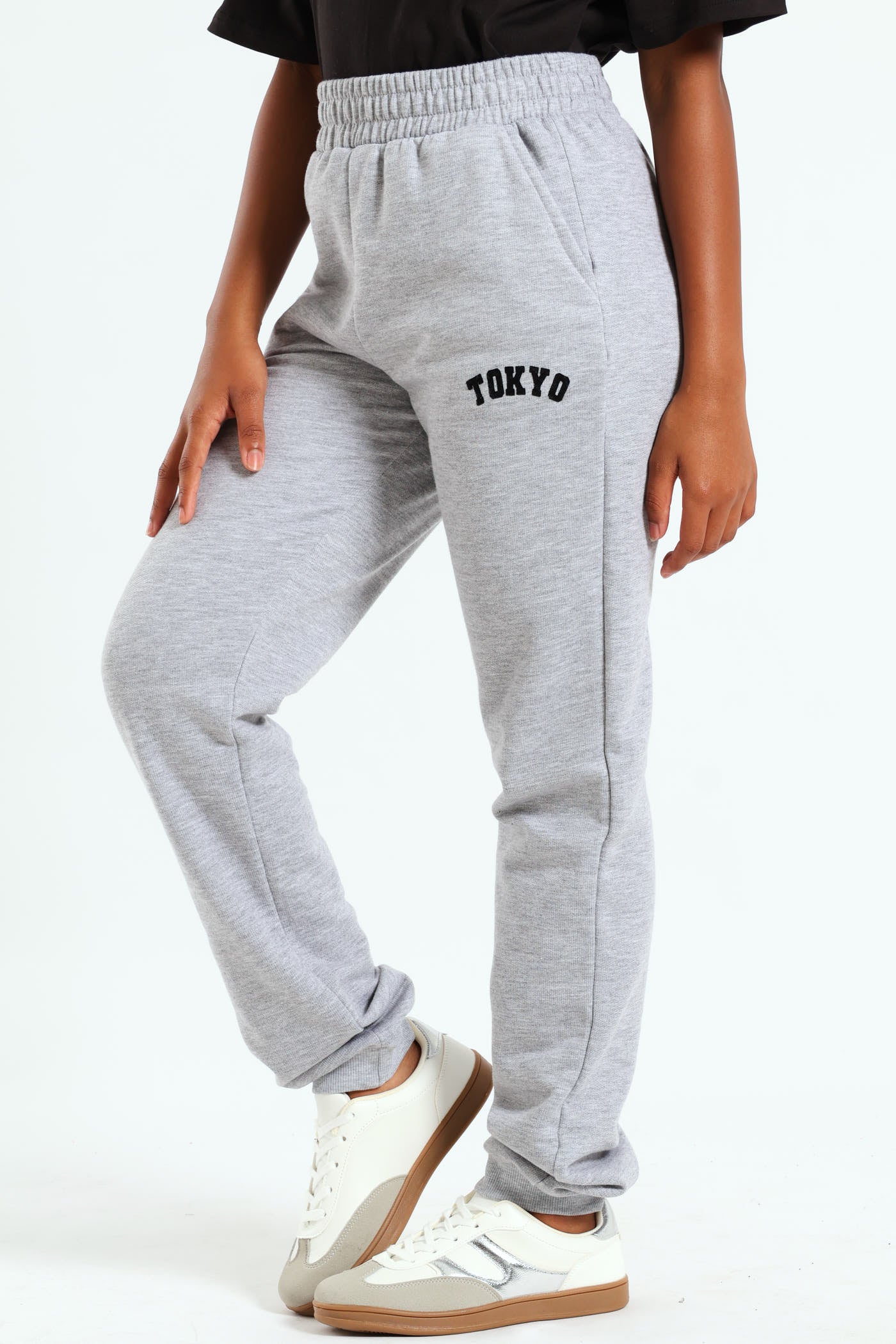 Girls Fleece Jogger - Grey Melange - Image 2
