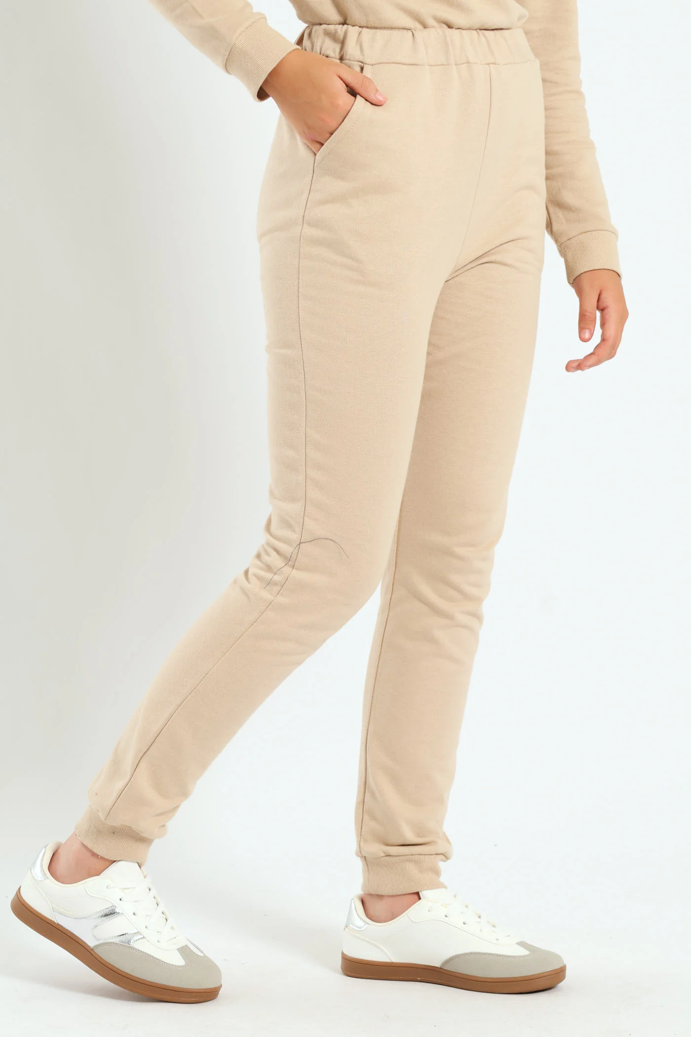 Girls Fleece Jogger - Tan - Image 4