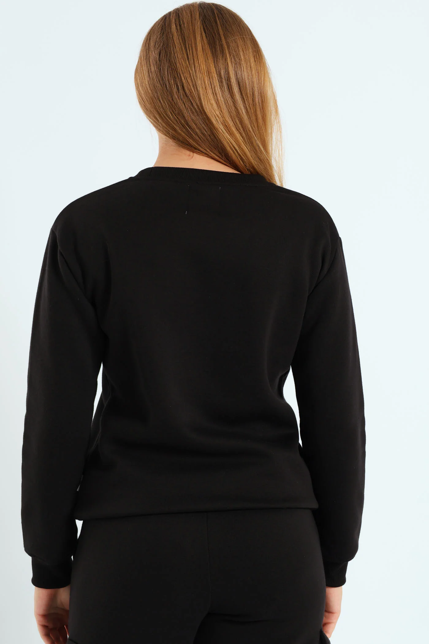 Girls Fleece Sequns Top - Black - Image 3
