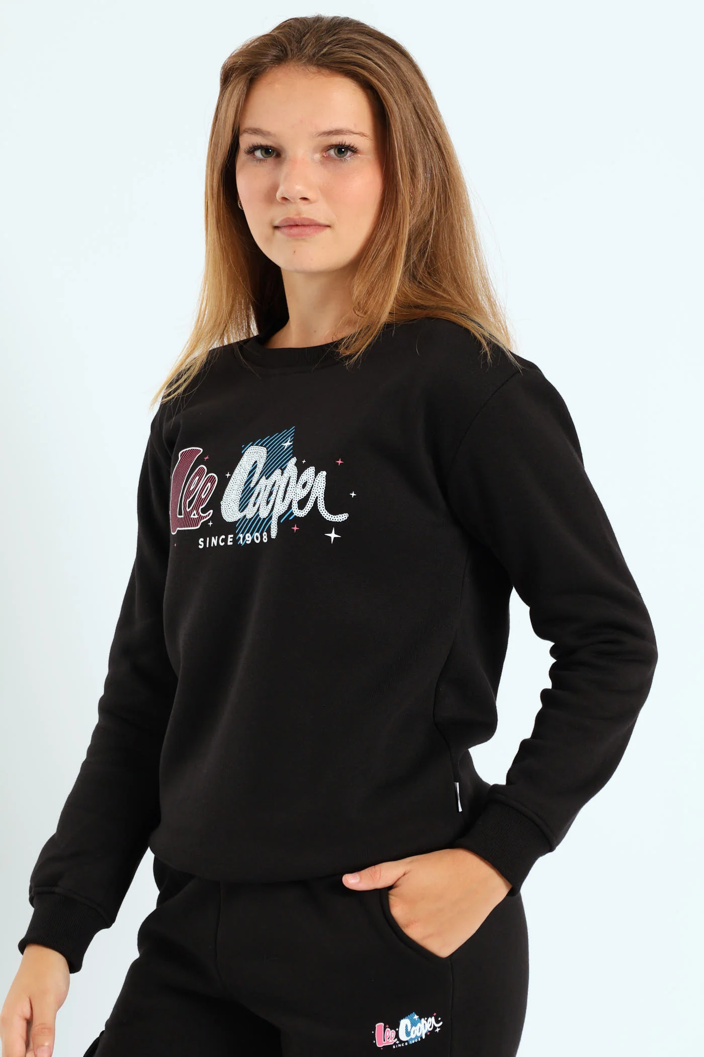 Girls Fleece Sequns Top - Black - Image 5