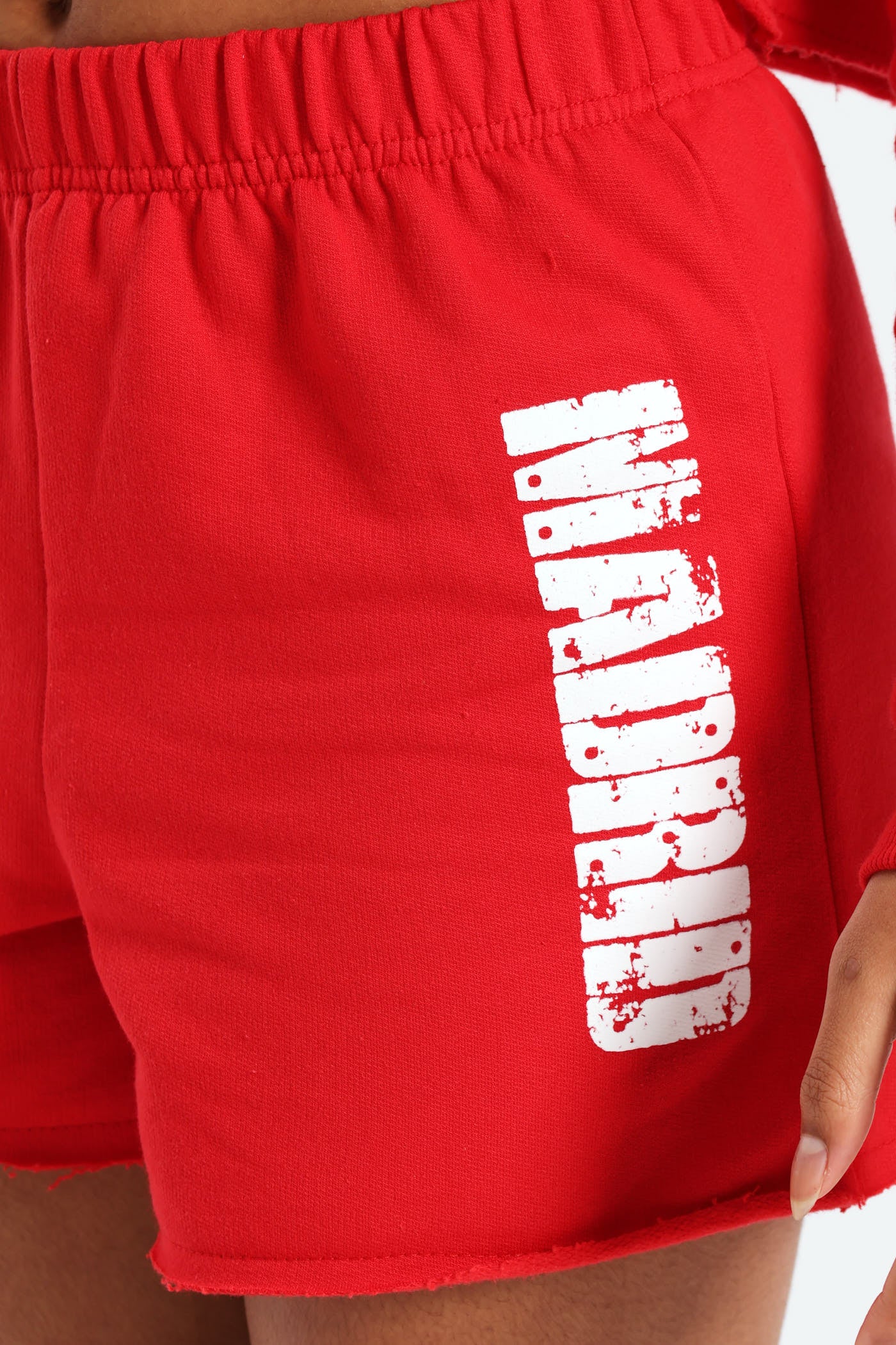 Girls Fleece Tennis Shorts - Red - Image 2