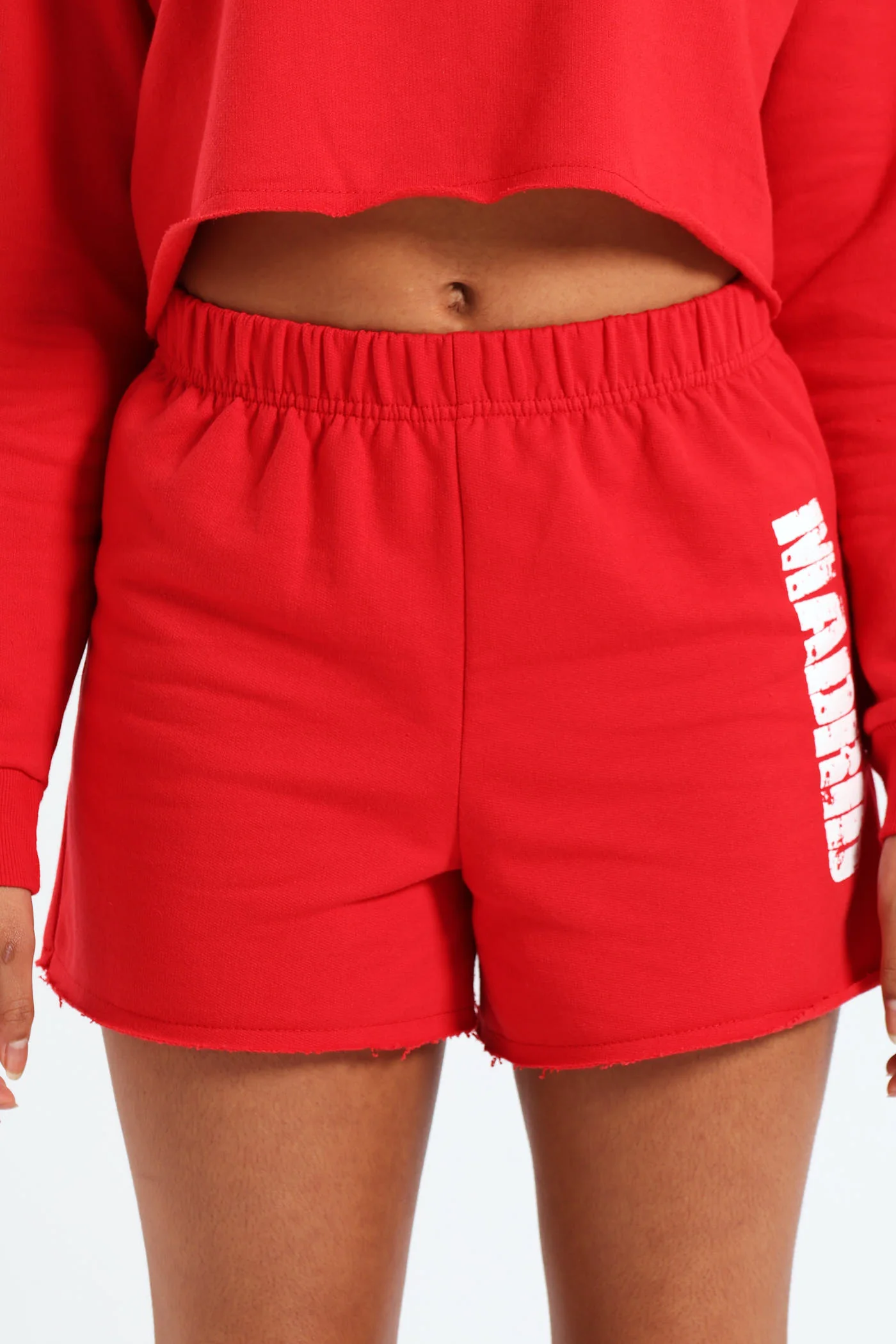 Girls Fleece Tennis Shorts - Red - Image 3