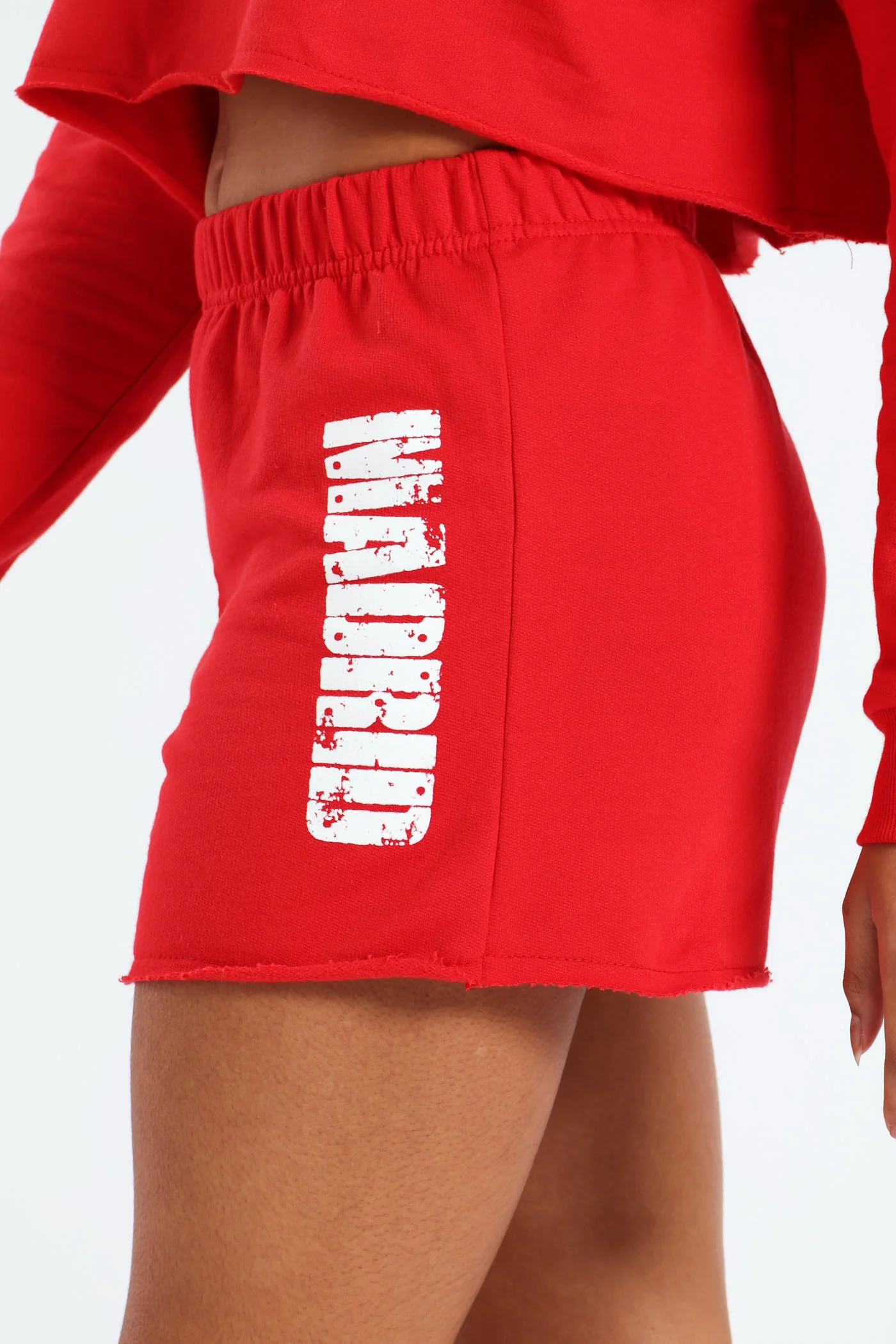 Girls Fleece Tennis Shorts - Red - Image 4