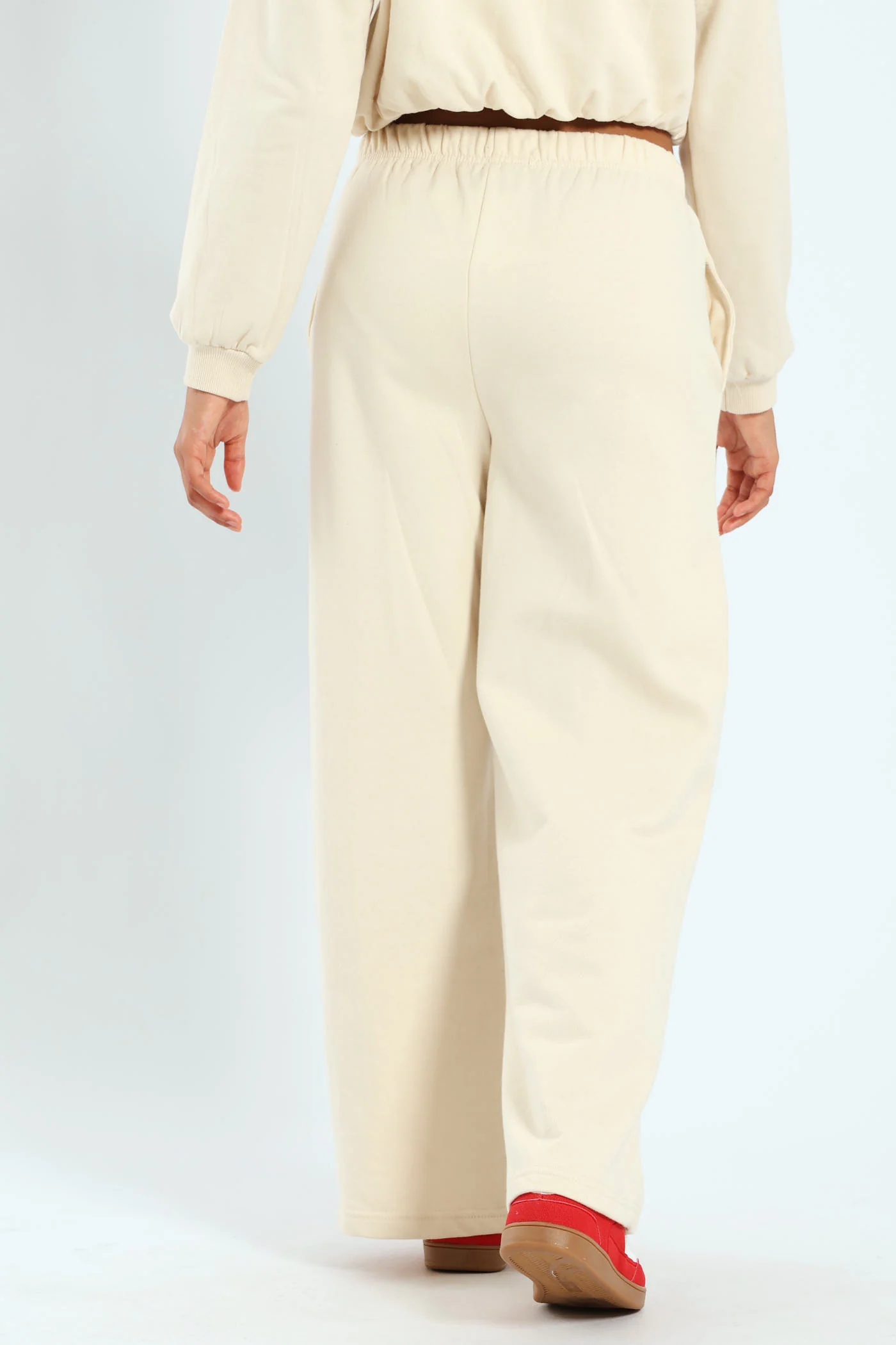 Girls Fleece Wide Leg Pants - Cream - Image 3