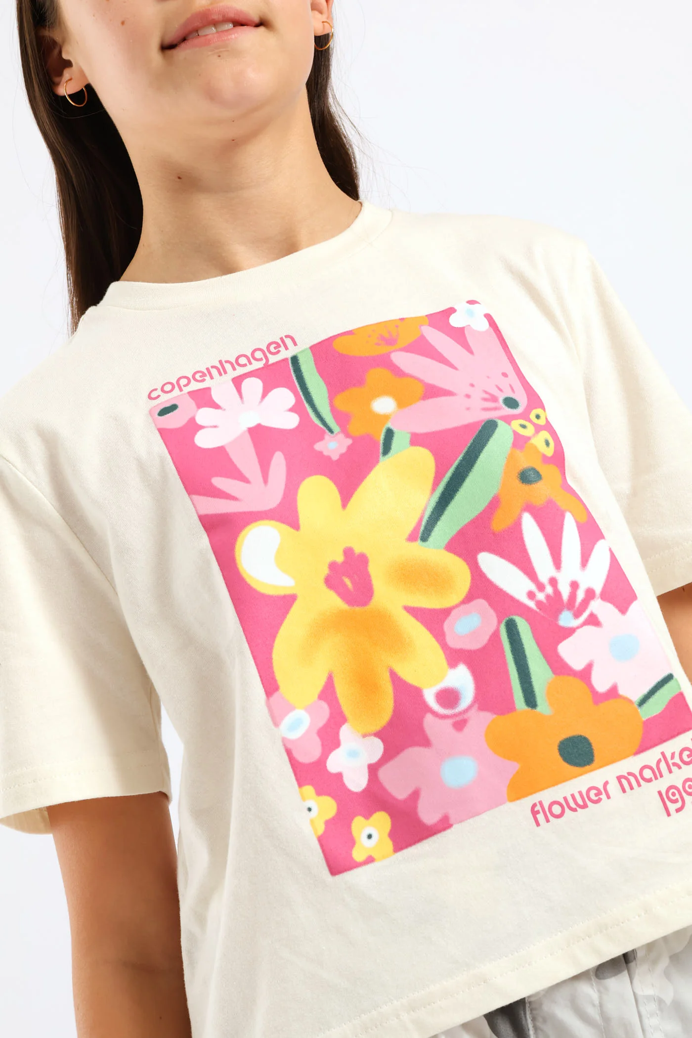Girls Floral Copenhagen Regular Tee - Cream - Image 2
