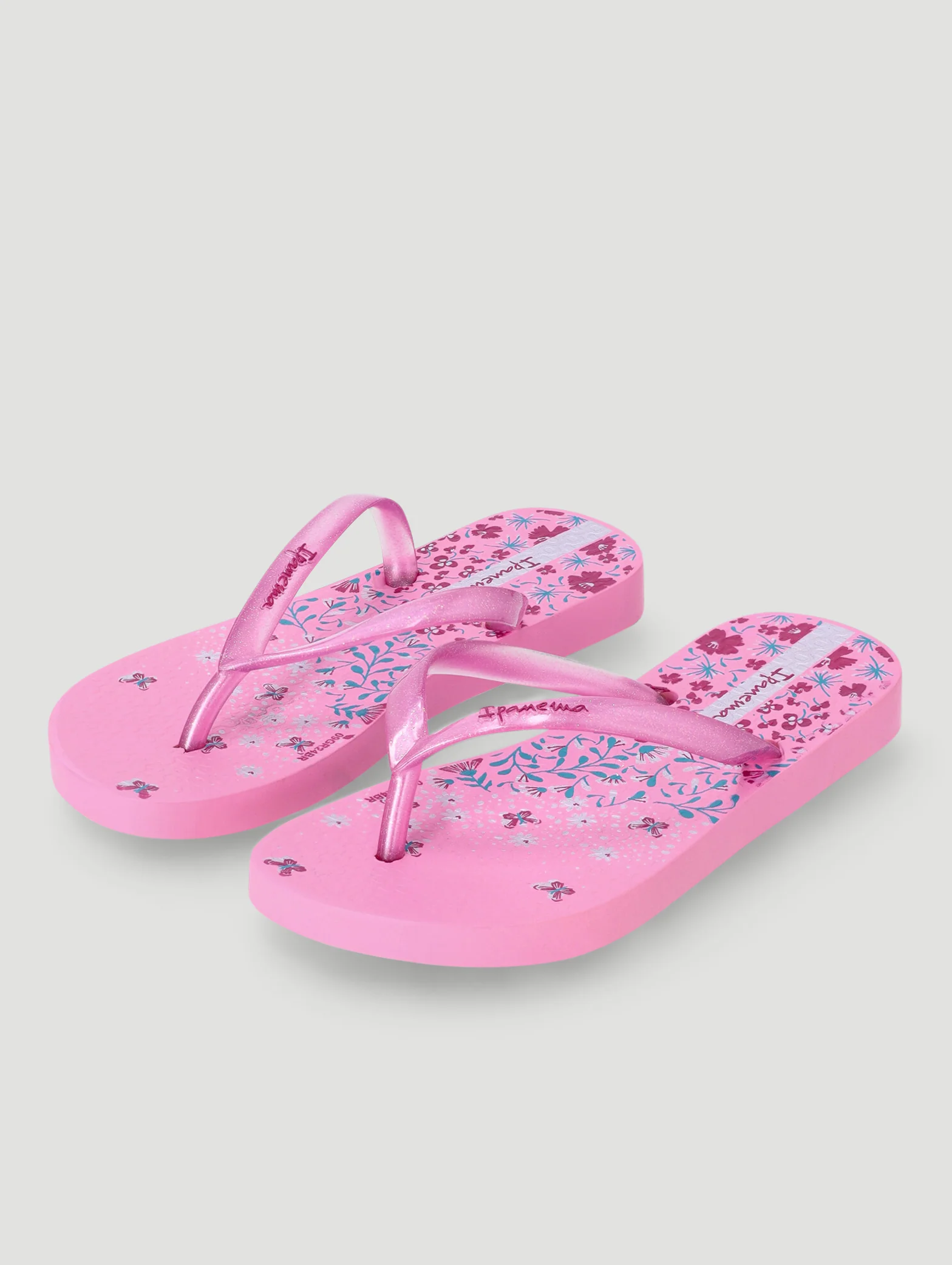 Girls Floral Flip Flop - Pink - Image 3