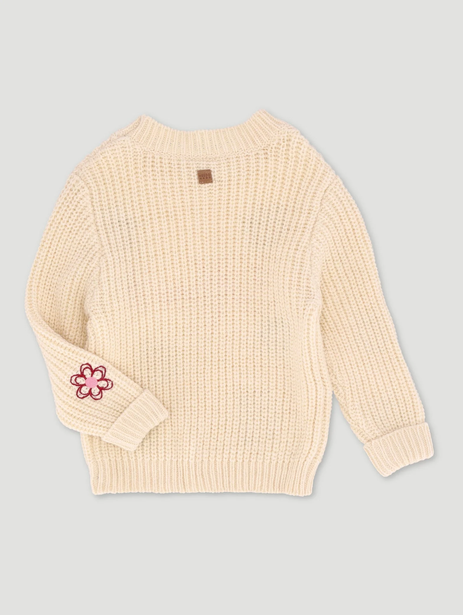 Keedo Girls Flower Embroidered Chunky Knitwear - Image 2