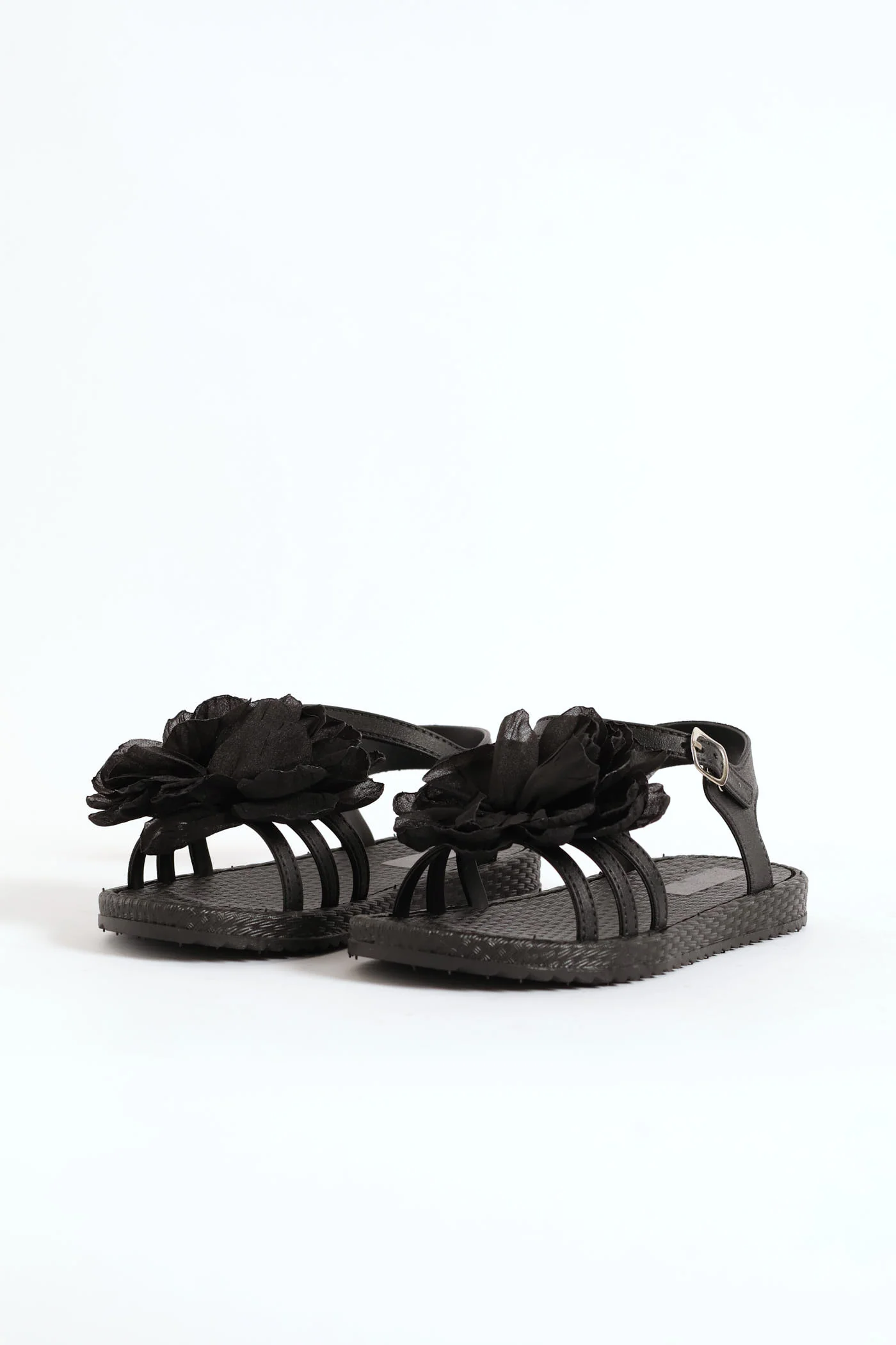 Girls Flower Moulded Sandal - Black - Image 2