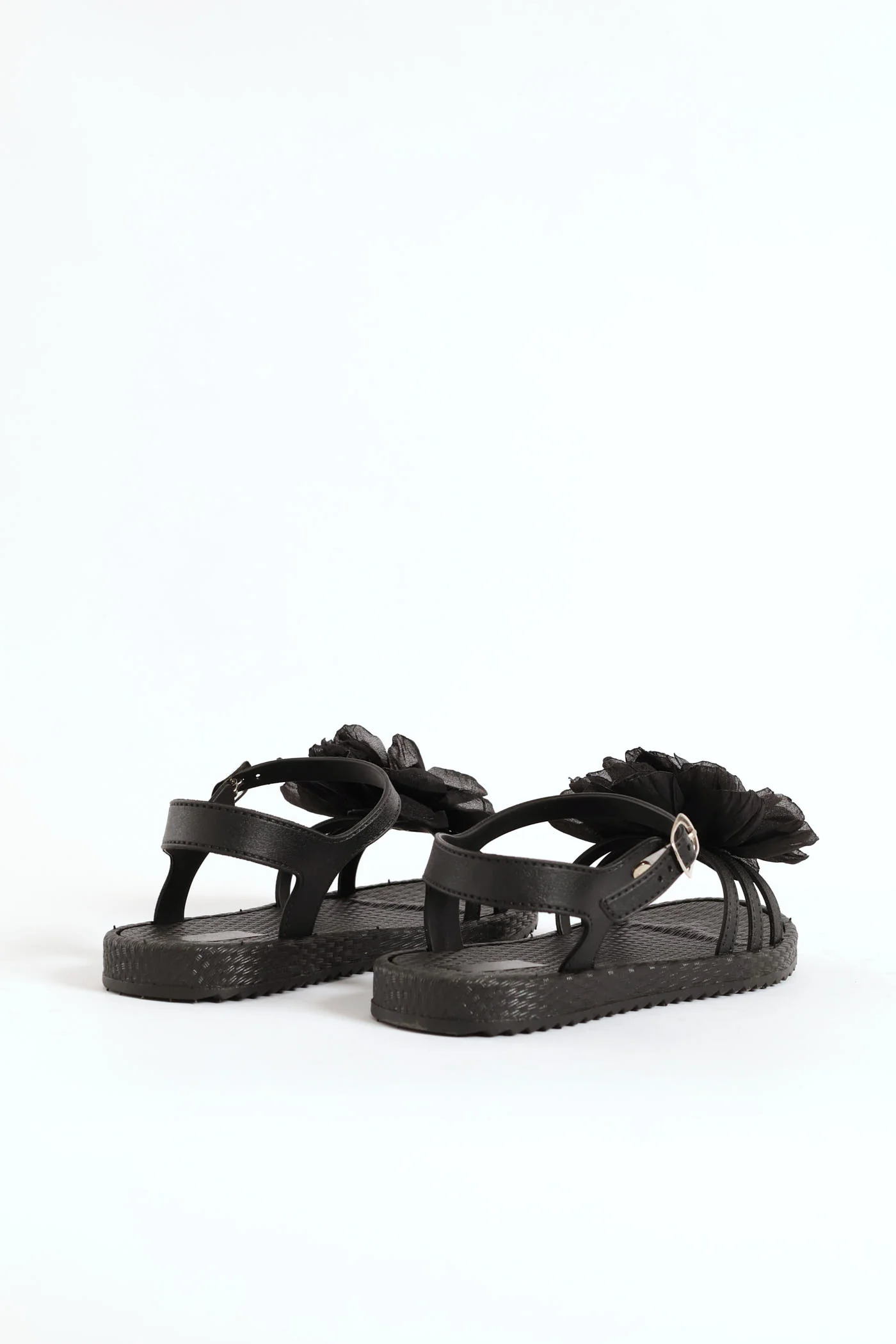 Girls Flower Moulded Sandal - Black - Image 3