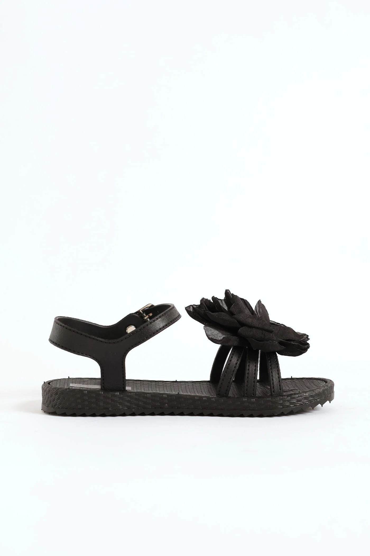 Girls Flower Moulded Sandal - Black - Image 4