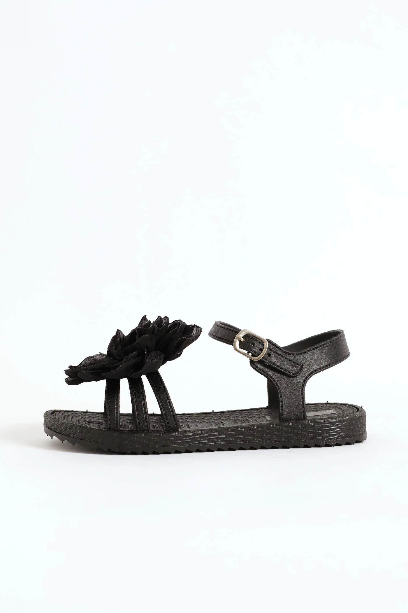 Girls Flower Moulded Sandal - Black - Image 5