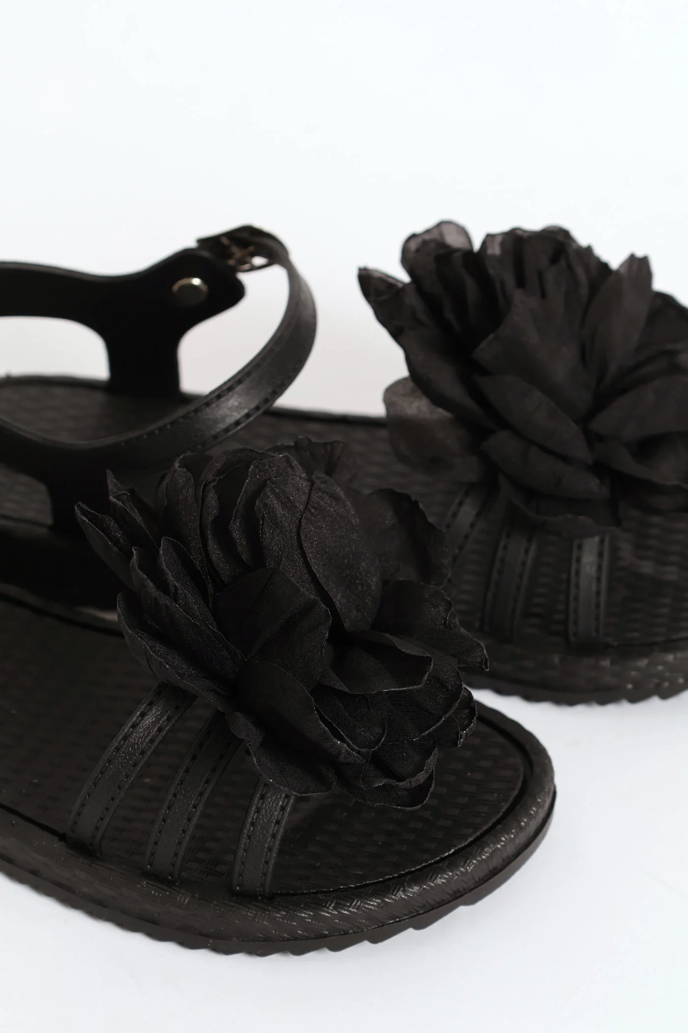 Girls Flower Moulded Sandal - Black - Image 6
