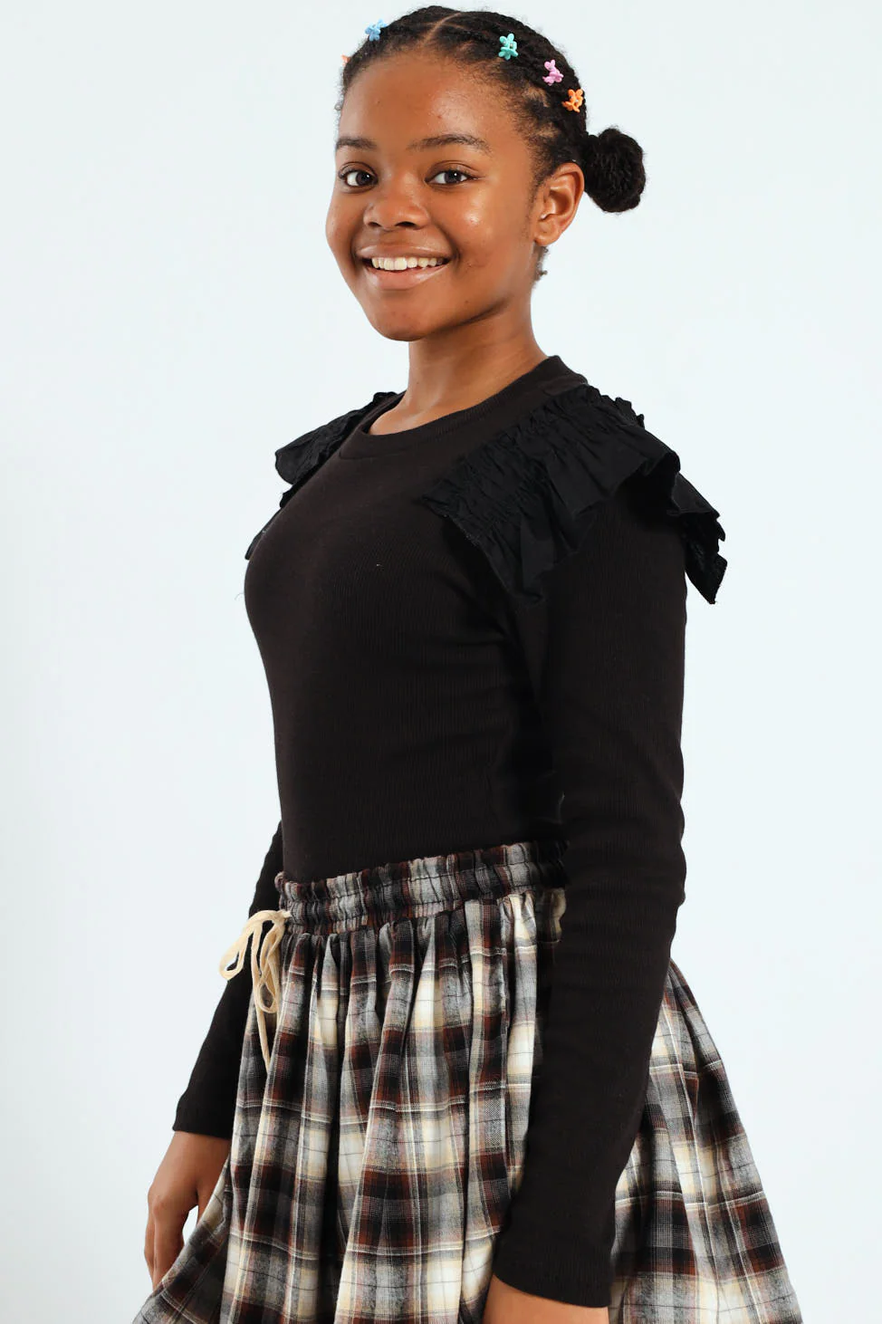 Girls Frilled Sleeve Bodysuit - Black - Image 3