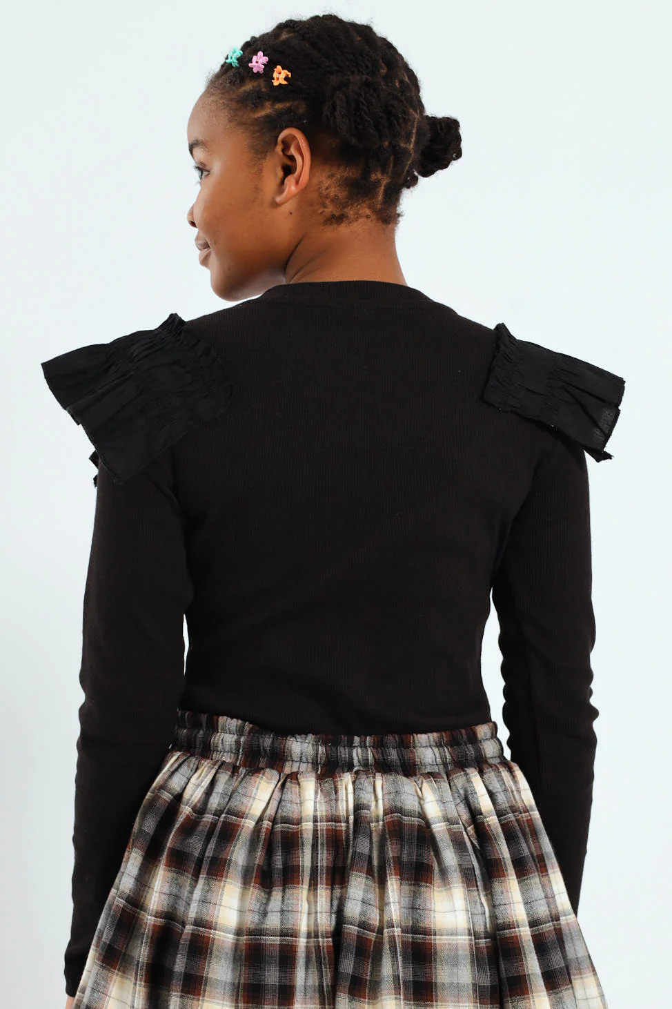 Girls Frilled Sleeve Bodysuit - Black - Image 4