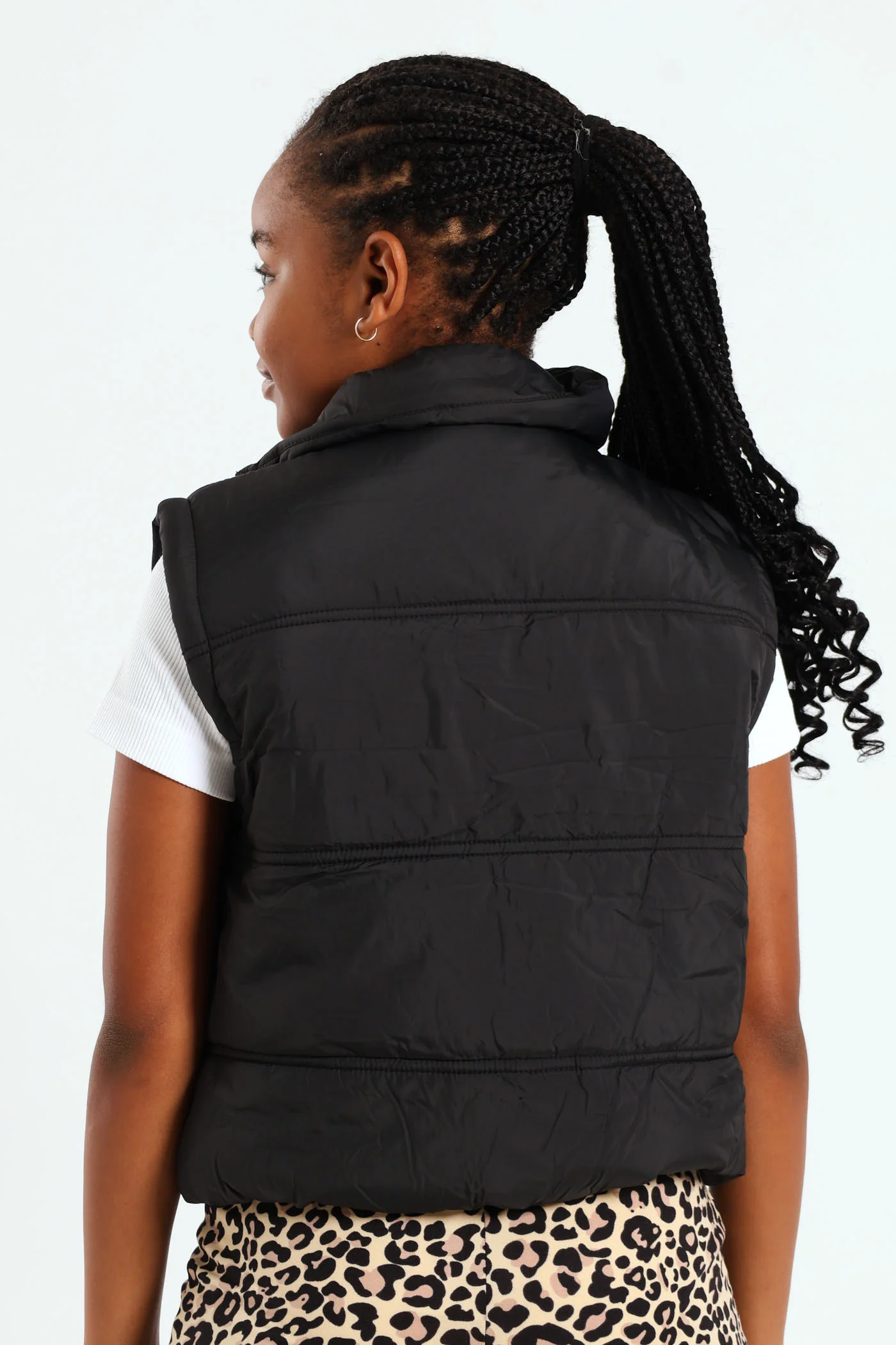 Girls Gillet Puffer Jacket - Black - Image 2