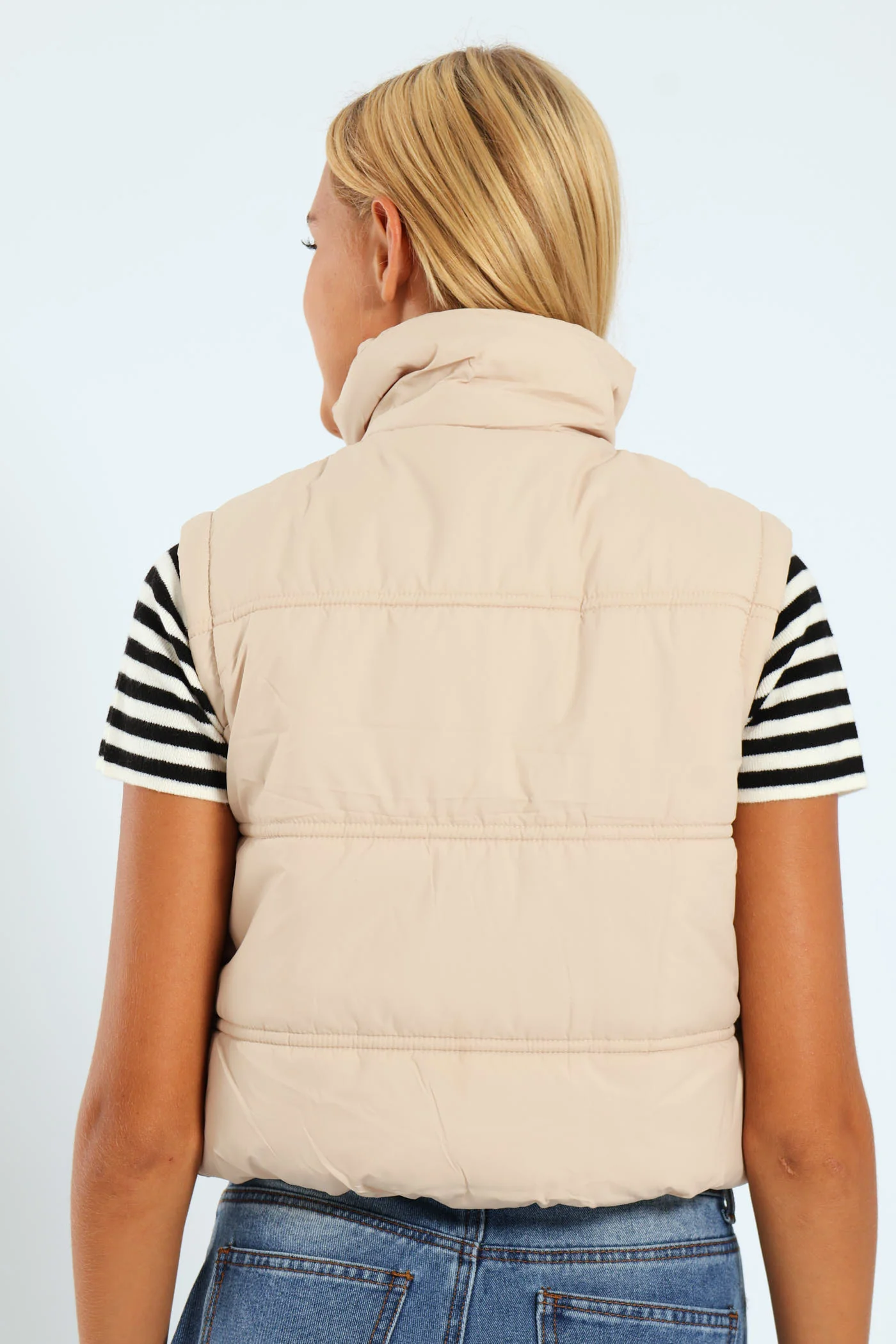 Girls Gillet Puffer Jacket - Stone - Image 4
