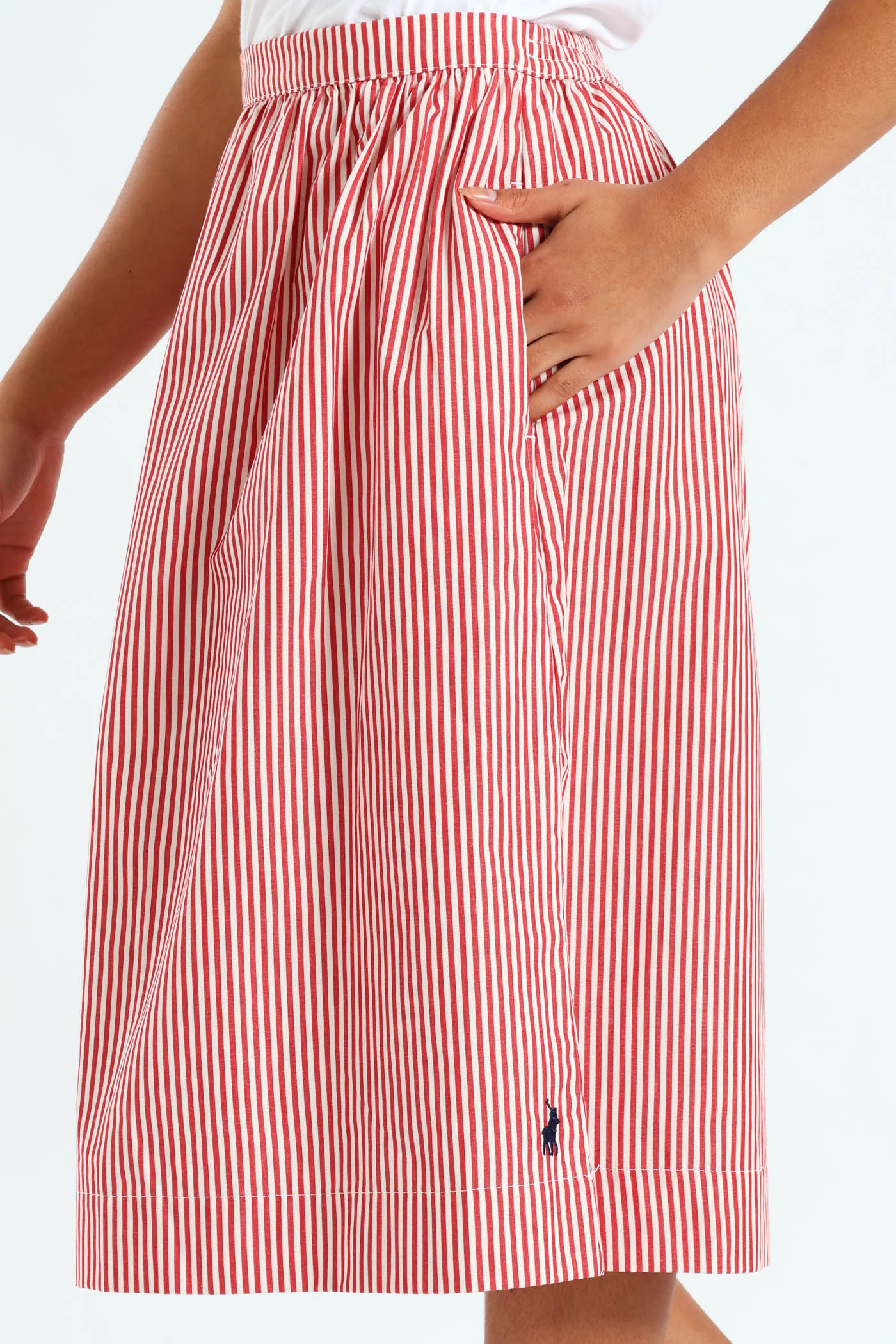 Girls Gillian Stripe Skirt - Red - Image 2