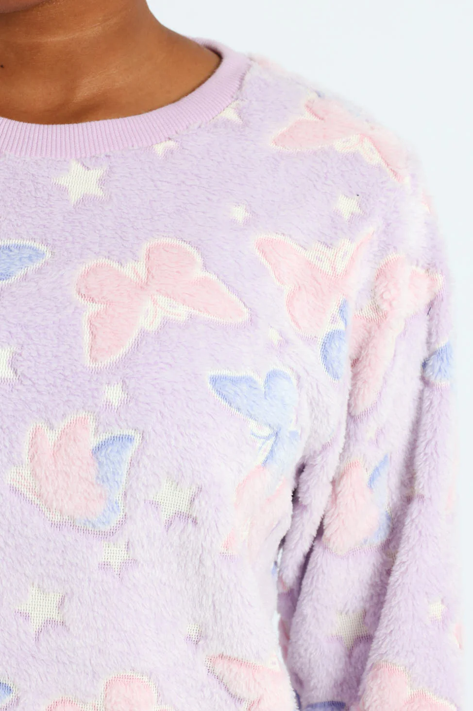 Girls Glow In The Dark Stars Long Sleeve Sleep Set - Purple/Pink - Image 2