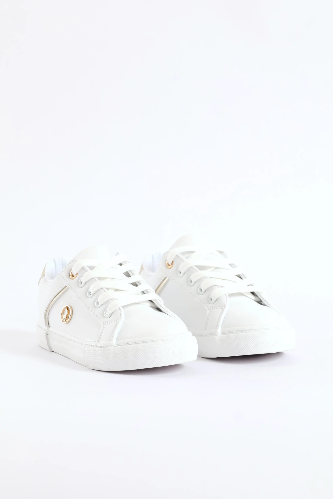 Girls Gold Trim Sneaker - White - Image 3