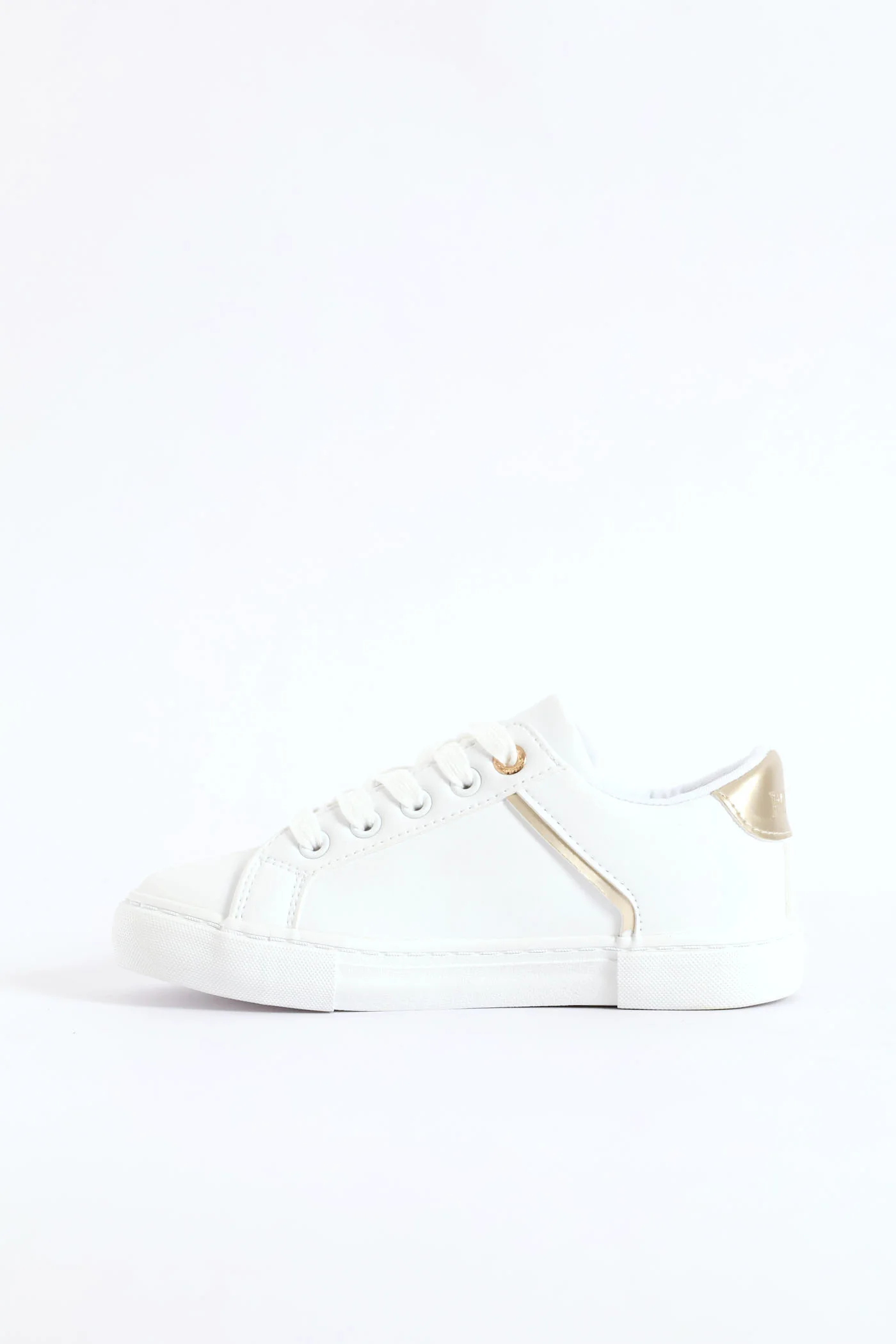 Girls Gold Trim Sneaker - White - Image 4