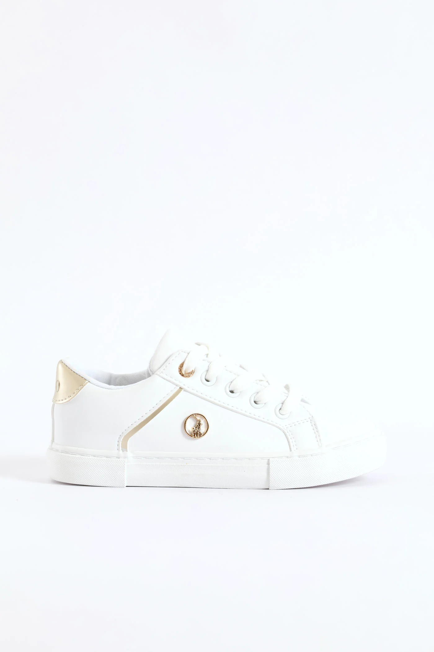 Girls Gold Trim Sneaker - White - Image 5