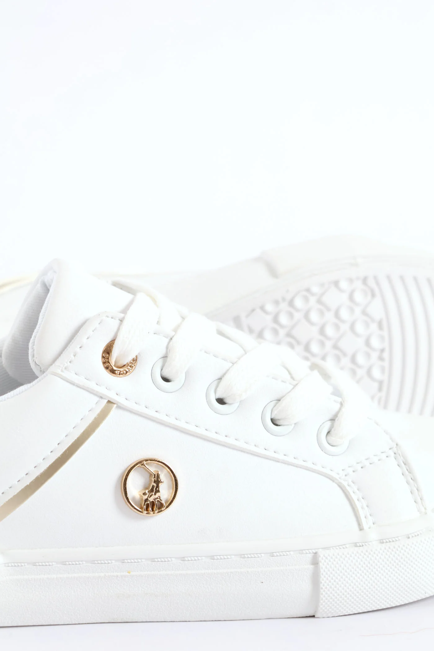 Girls Gold Trim Sneaker - White - Image 6