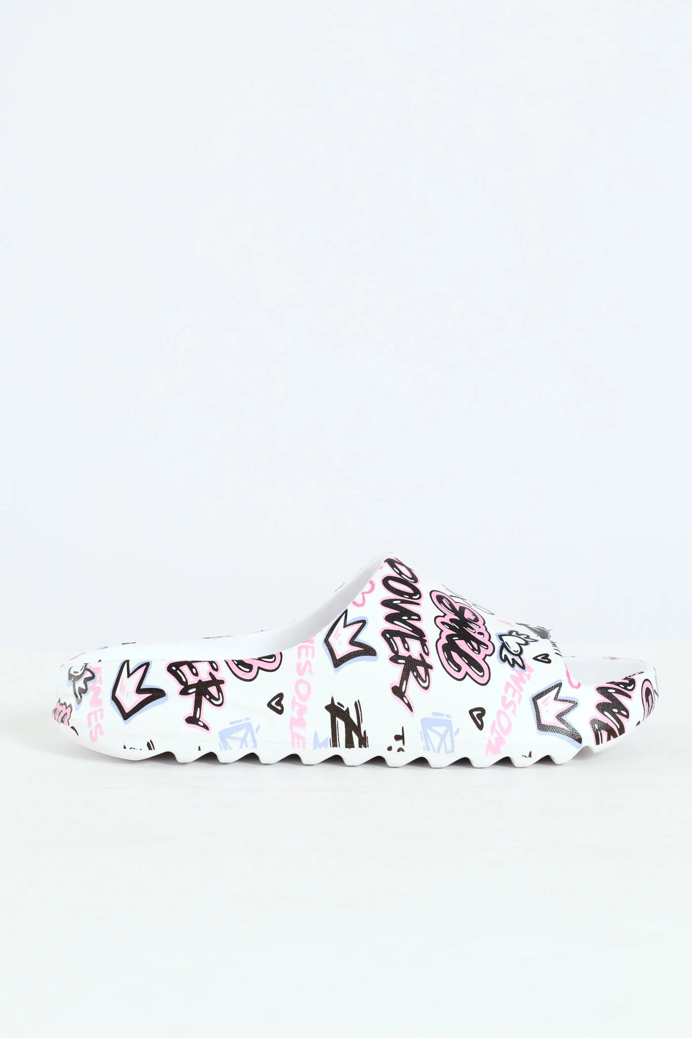 Girls Graffiti Slide - White/Pink - Image 2