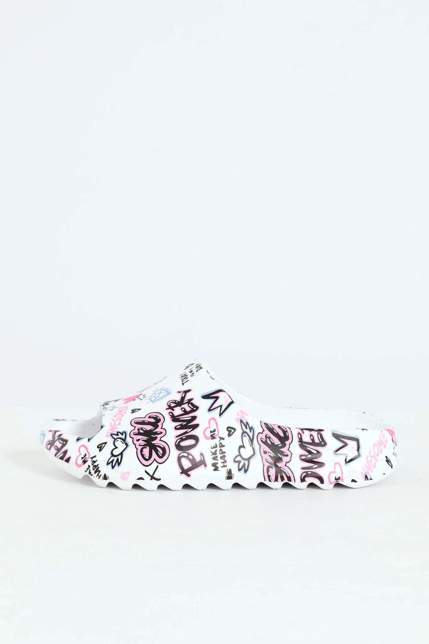 Girls Graffiti Slide - White/Pink - Image 3