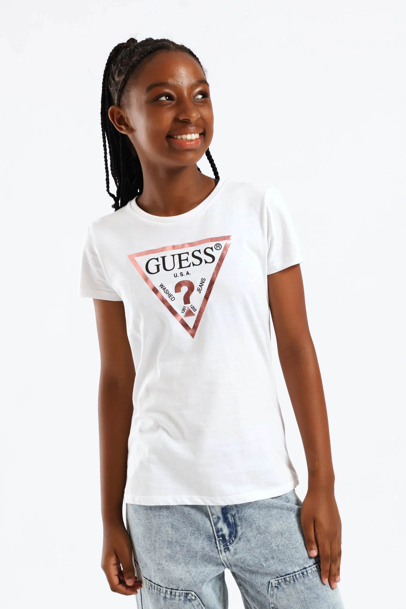 Girls Guess Tee - White - Image 3